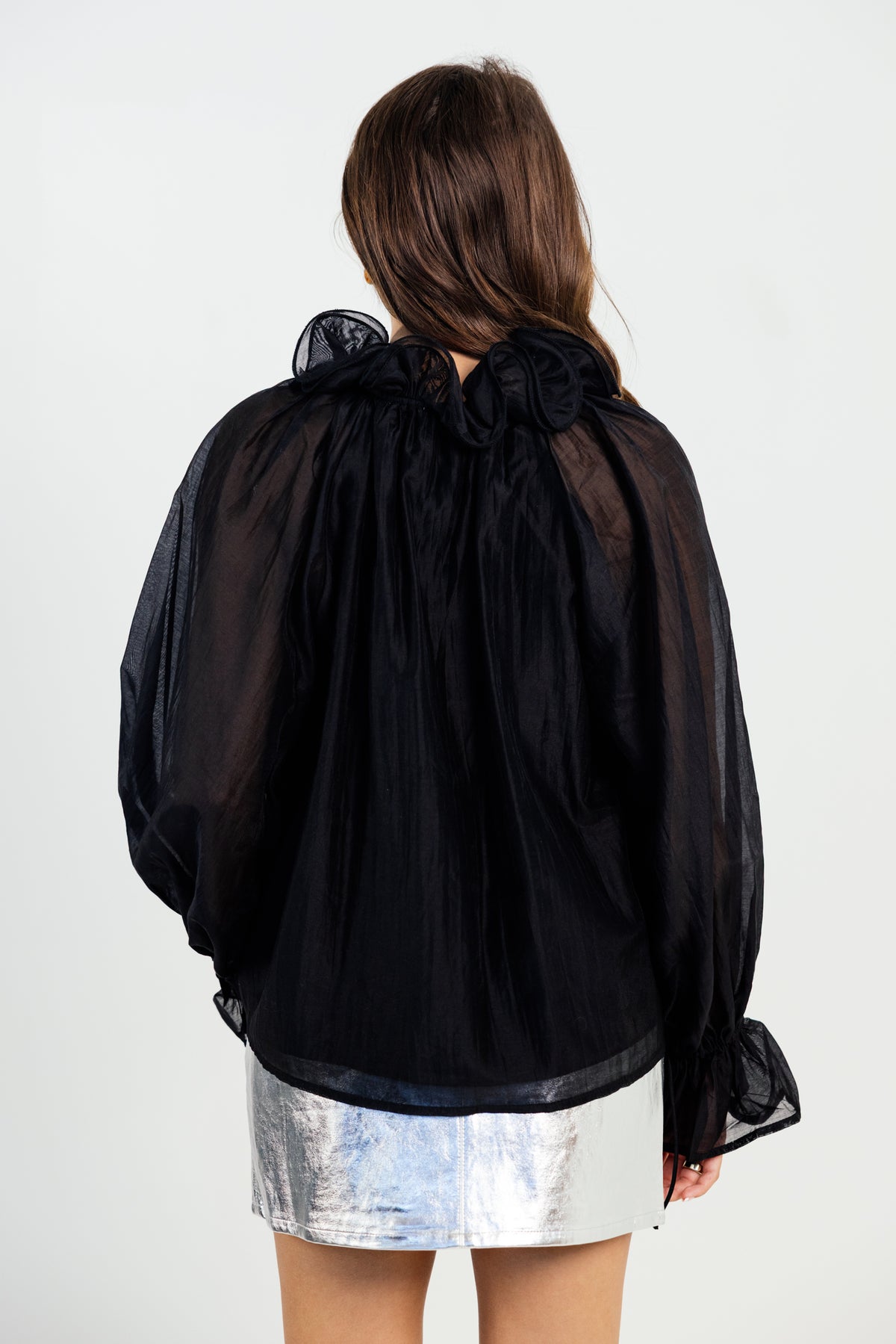The Ziva Flutter Neck Long Sleeve Blouse