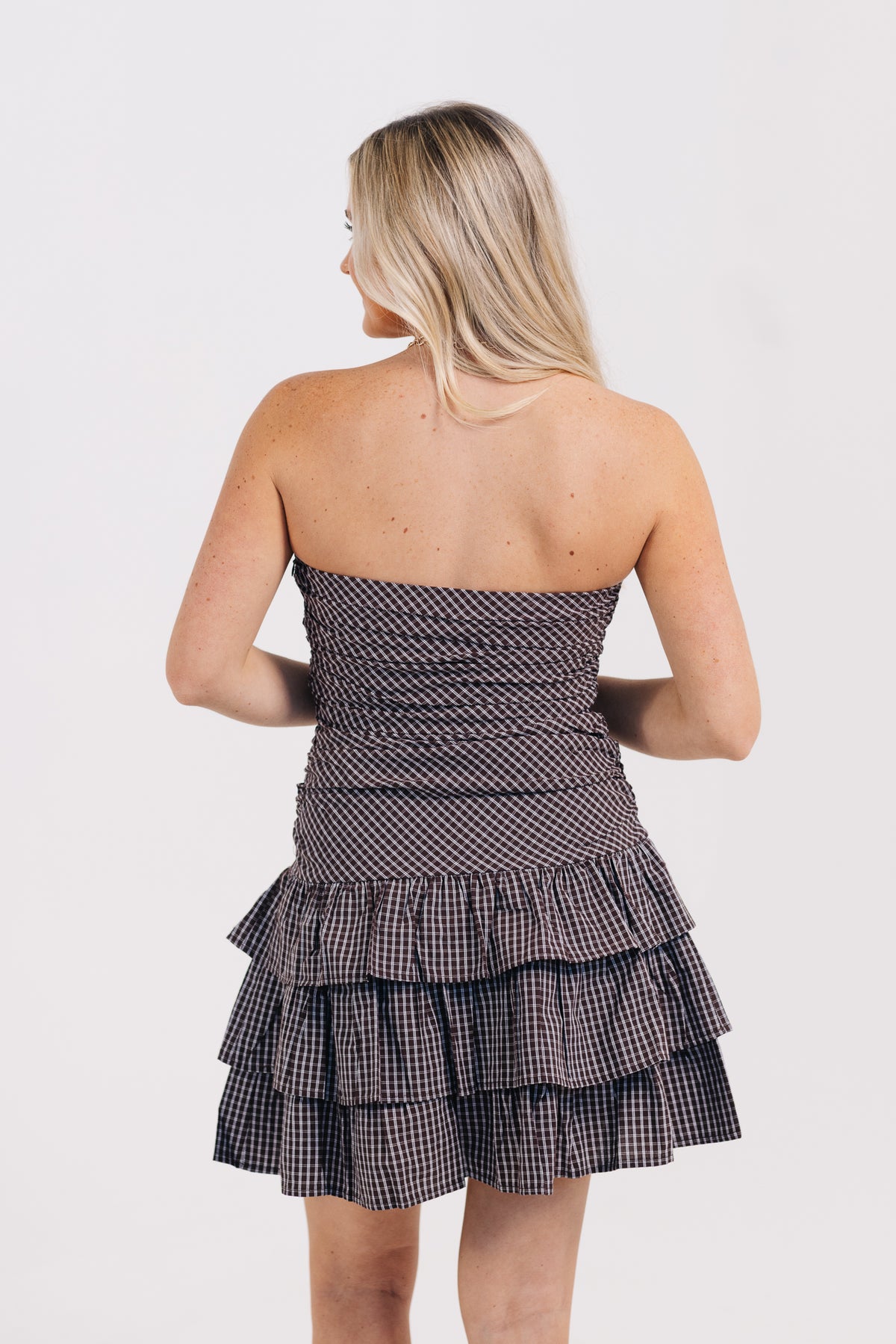 The Charley Checkered Drop Waist Mini Dress