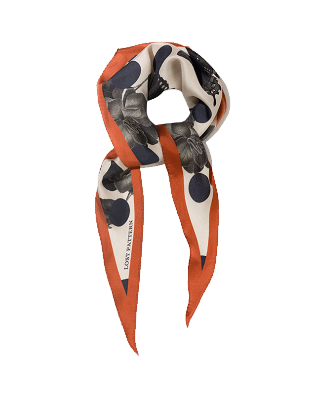 Noir Floral Silk Diamond Neckerchief