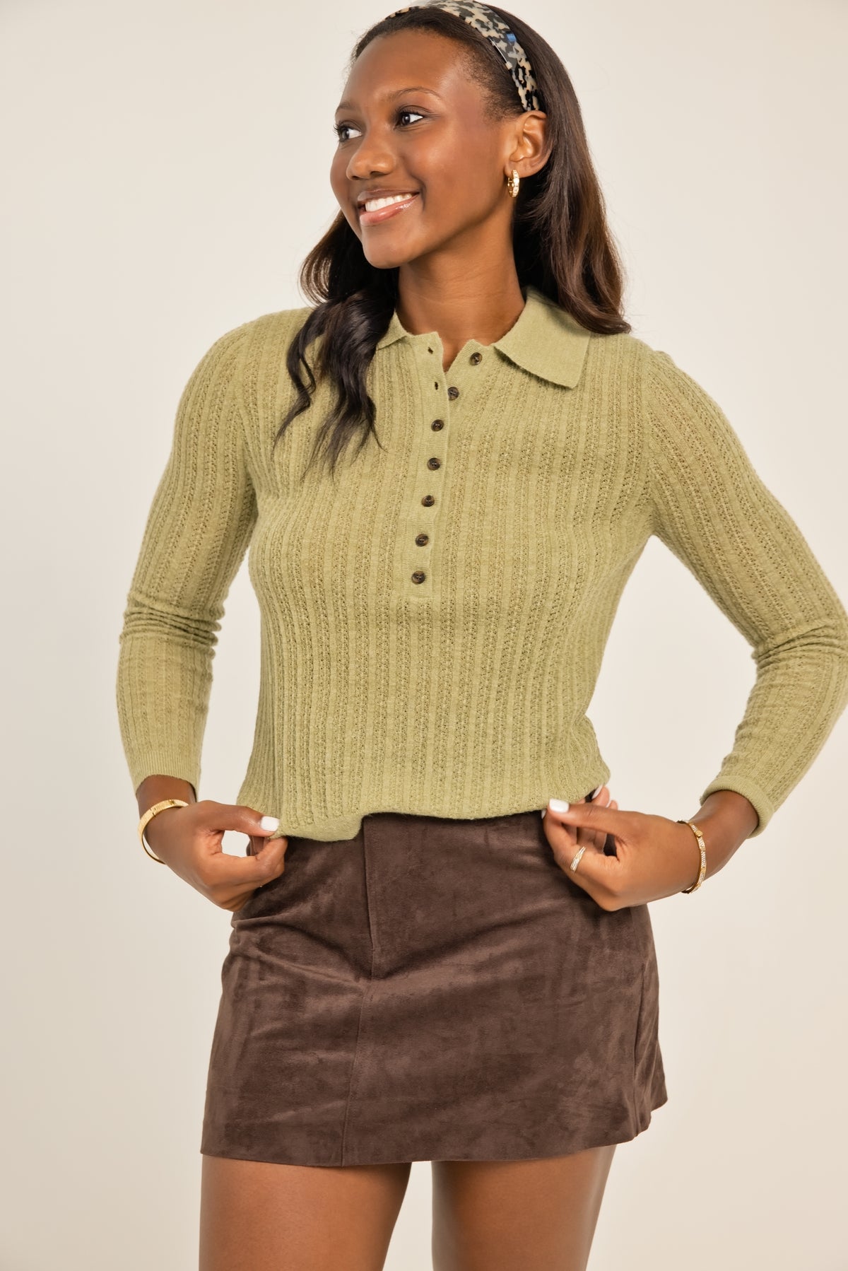 Lucy Paris Lejla Polo Long Sleeve Top