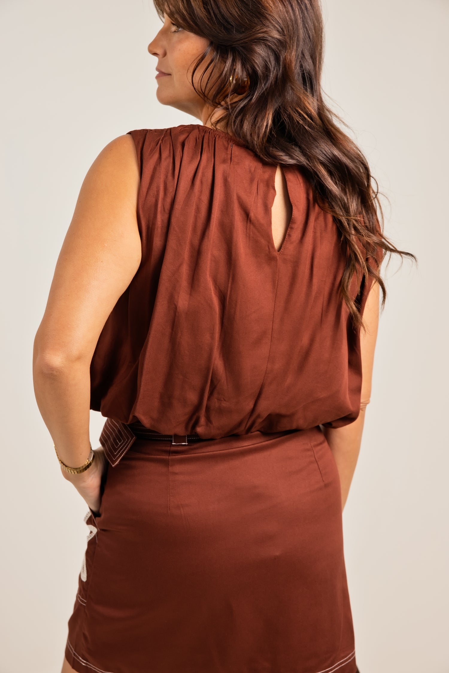 The Tilly Cutwork Embroidered Top Brown