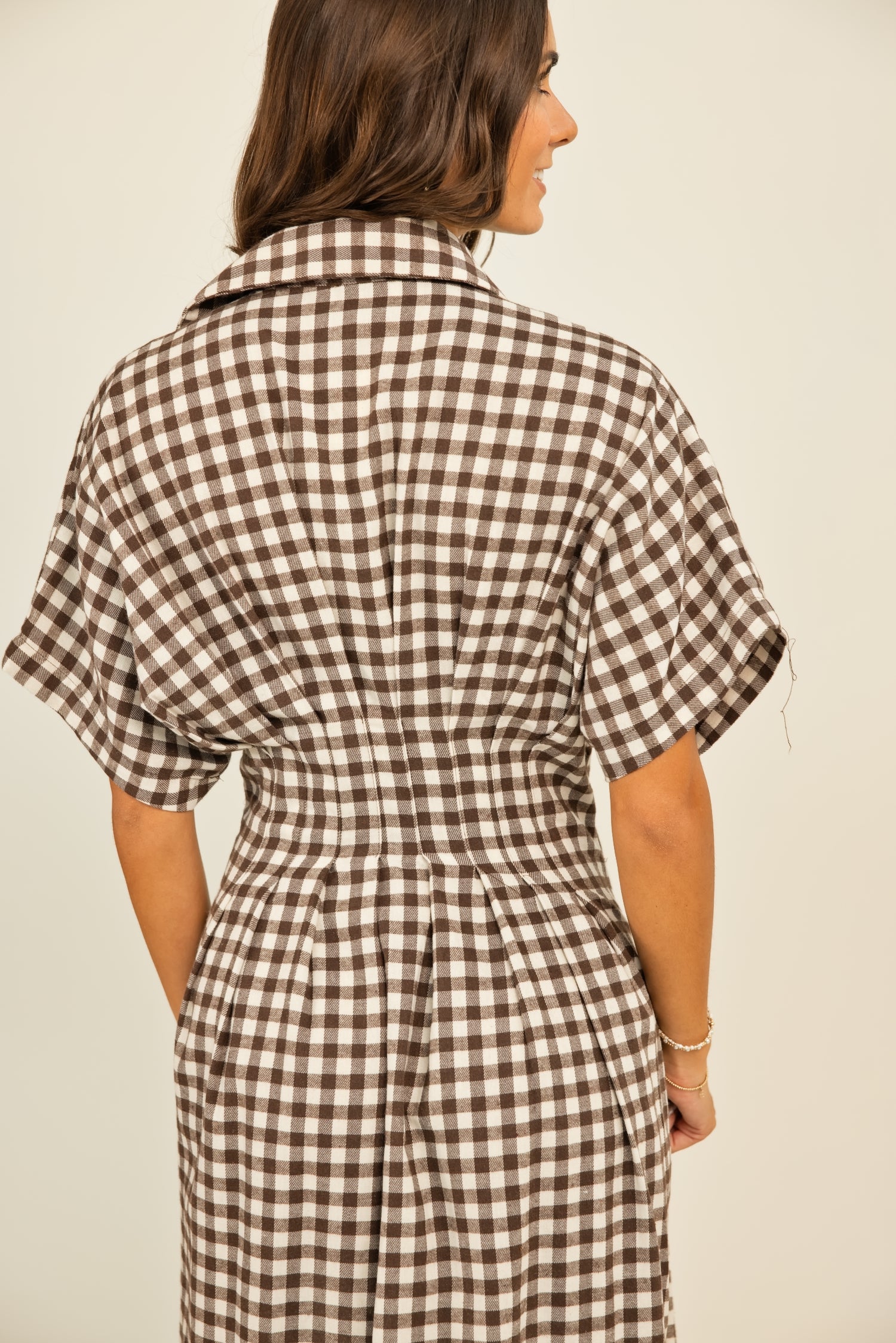 The Autumn Skies Gingham Dress Brown/Cream
