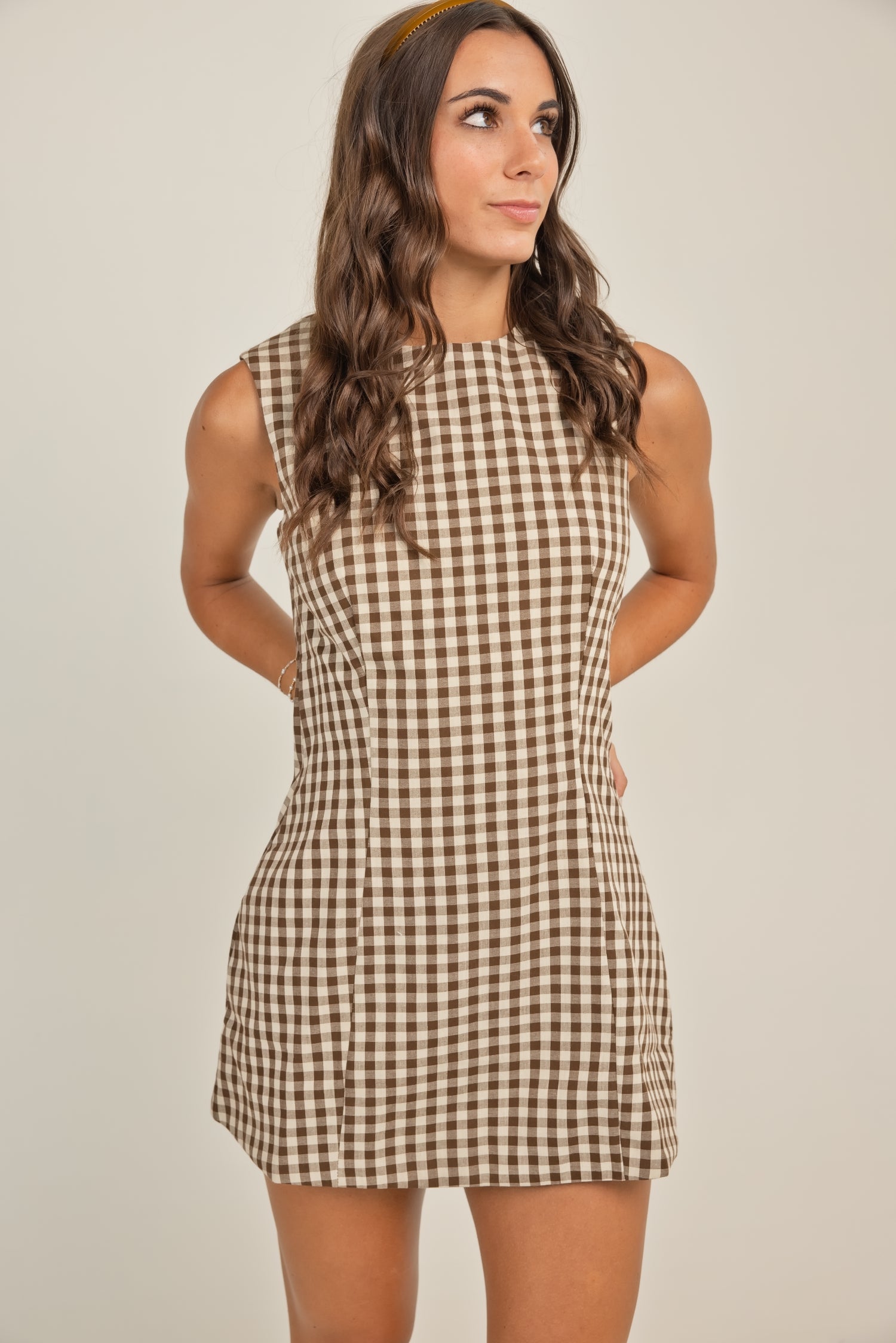 The Clementine Gingham Dress Brown