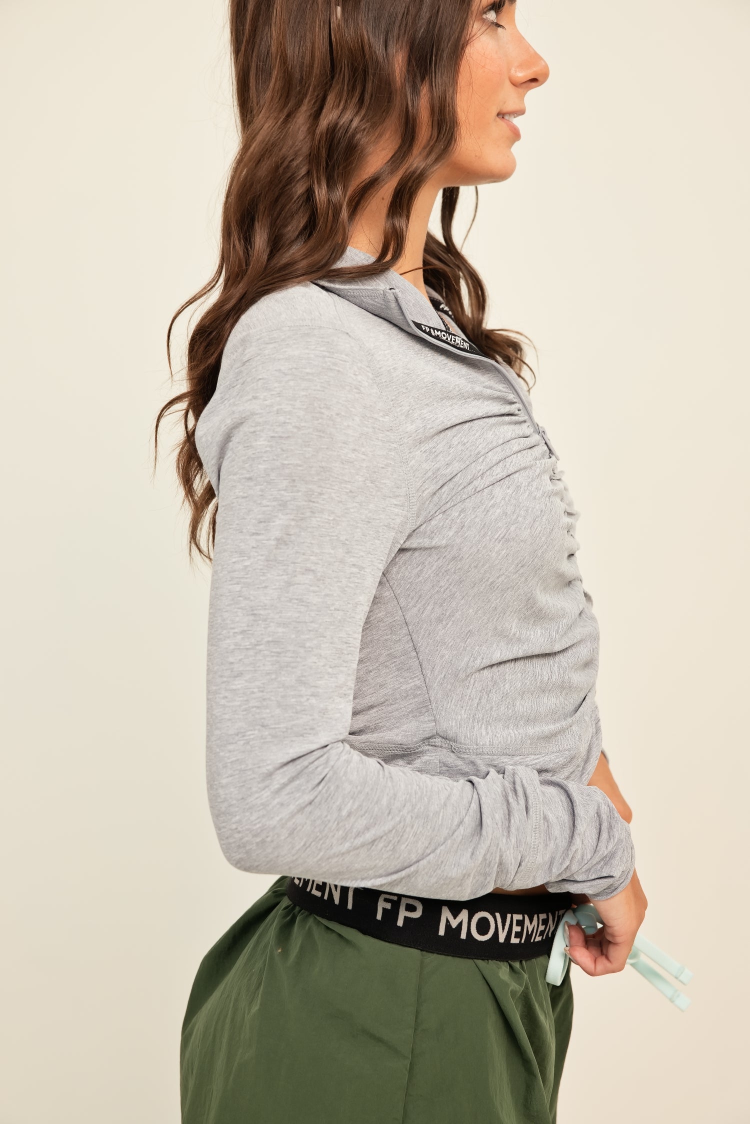 Free People Tempo Half Zip Heather Grey