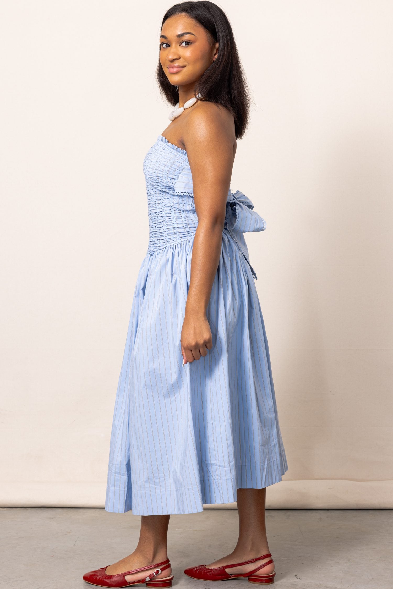 The Selma Smocked Midi Stripe Dress