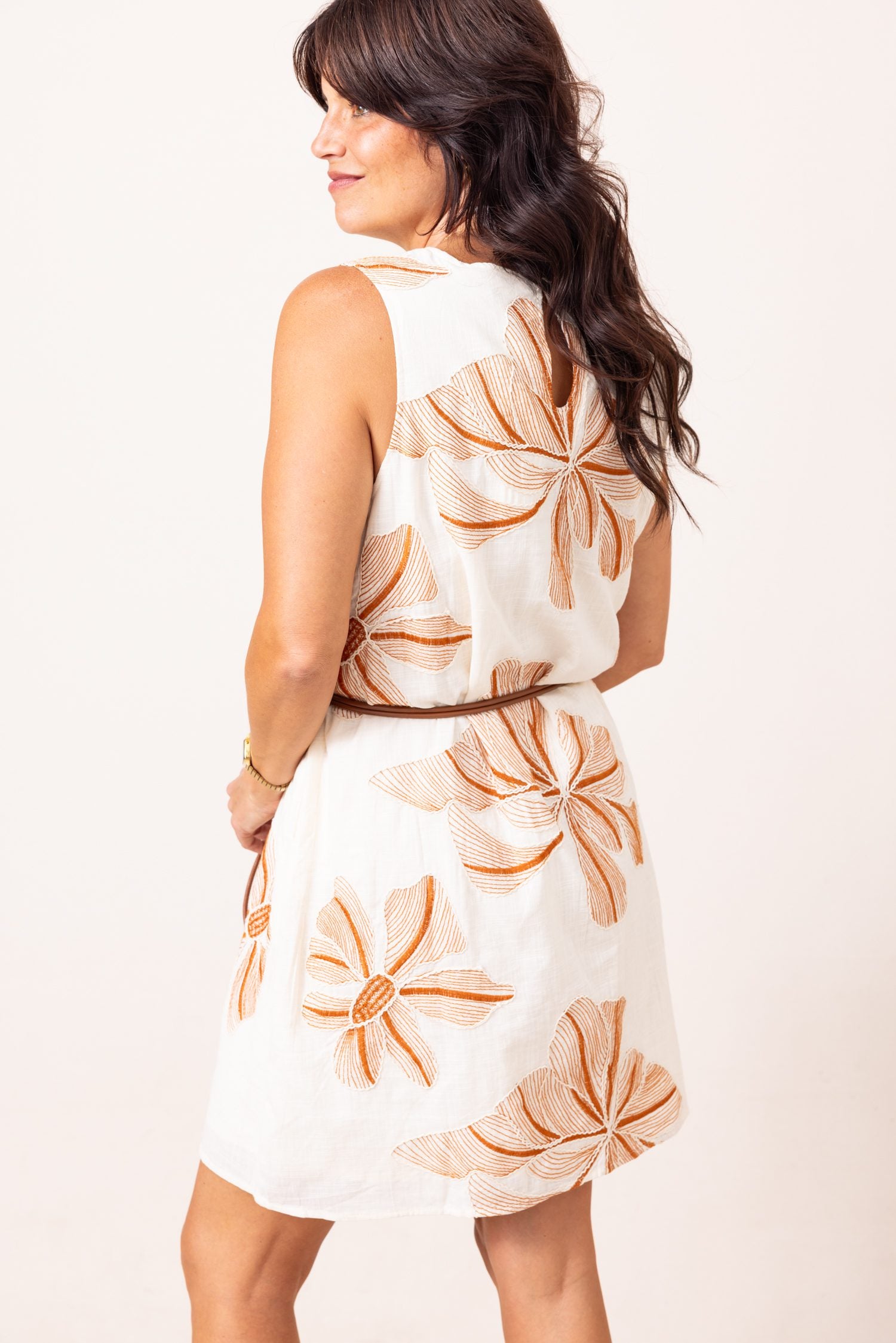 THML Sleeveless Floral Embroidery Detail Dress