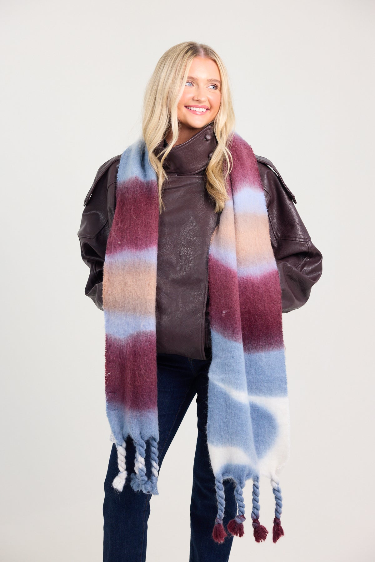 Free People Highland Plaid Skinny Scarf