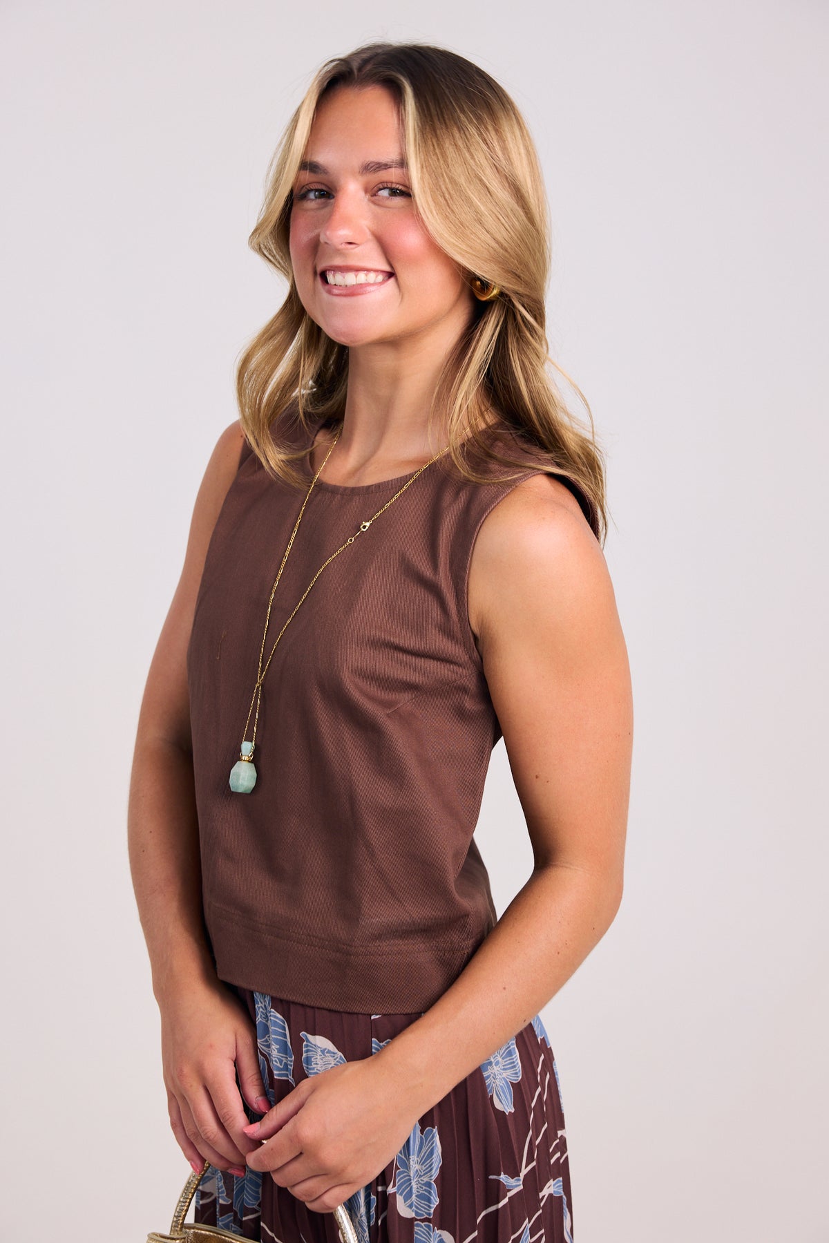 KARLIE Denim Scoop Tank