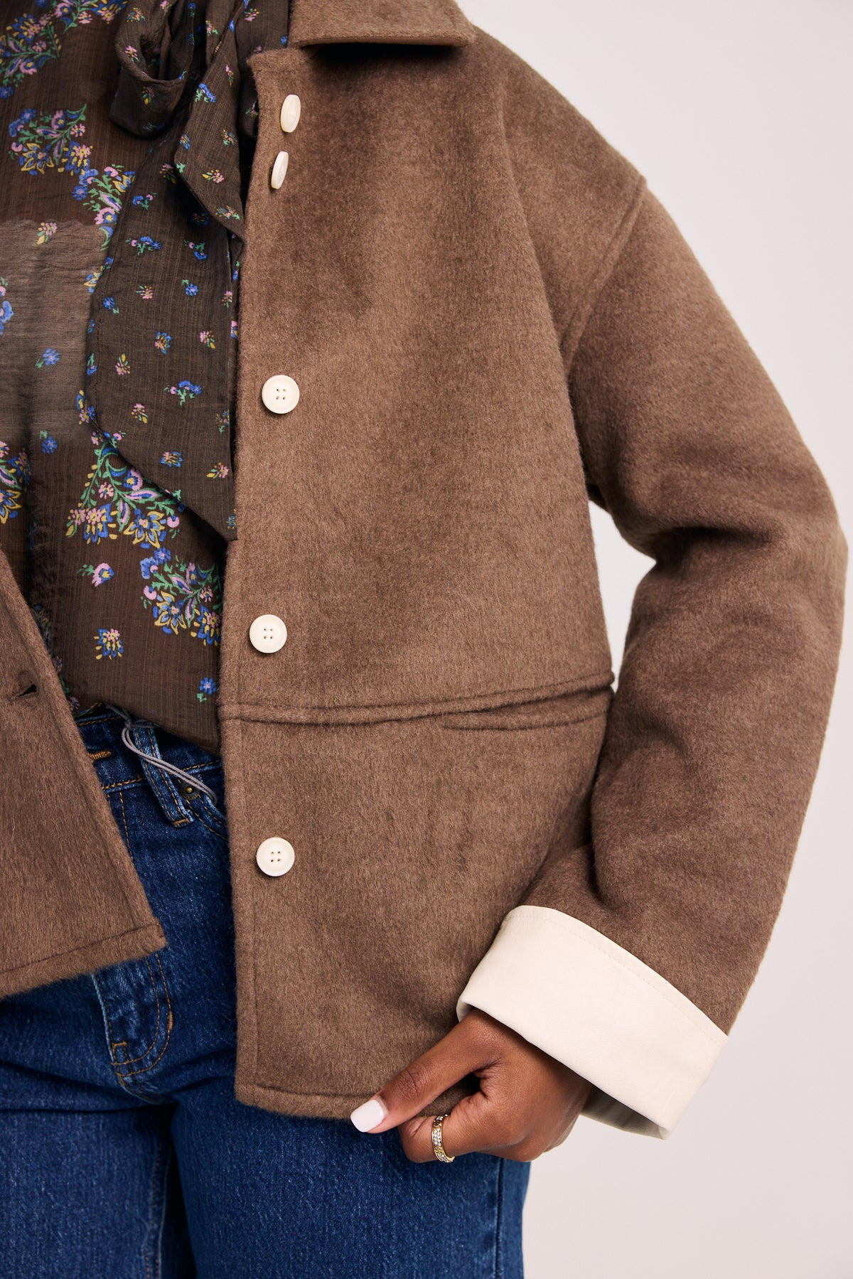 The Savannah Sleeve Cuff Contrast Coat