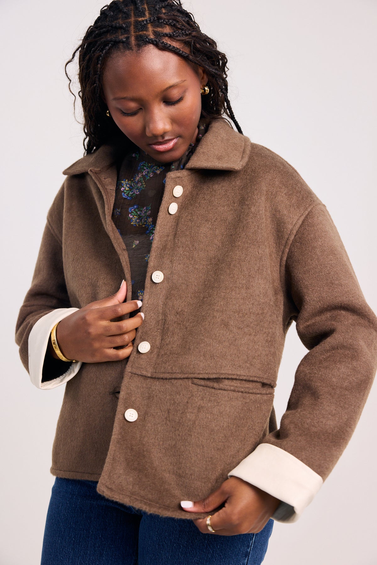 The Savannah Sleeve Cuff Contrast Coat