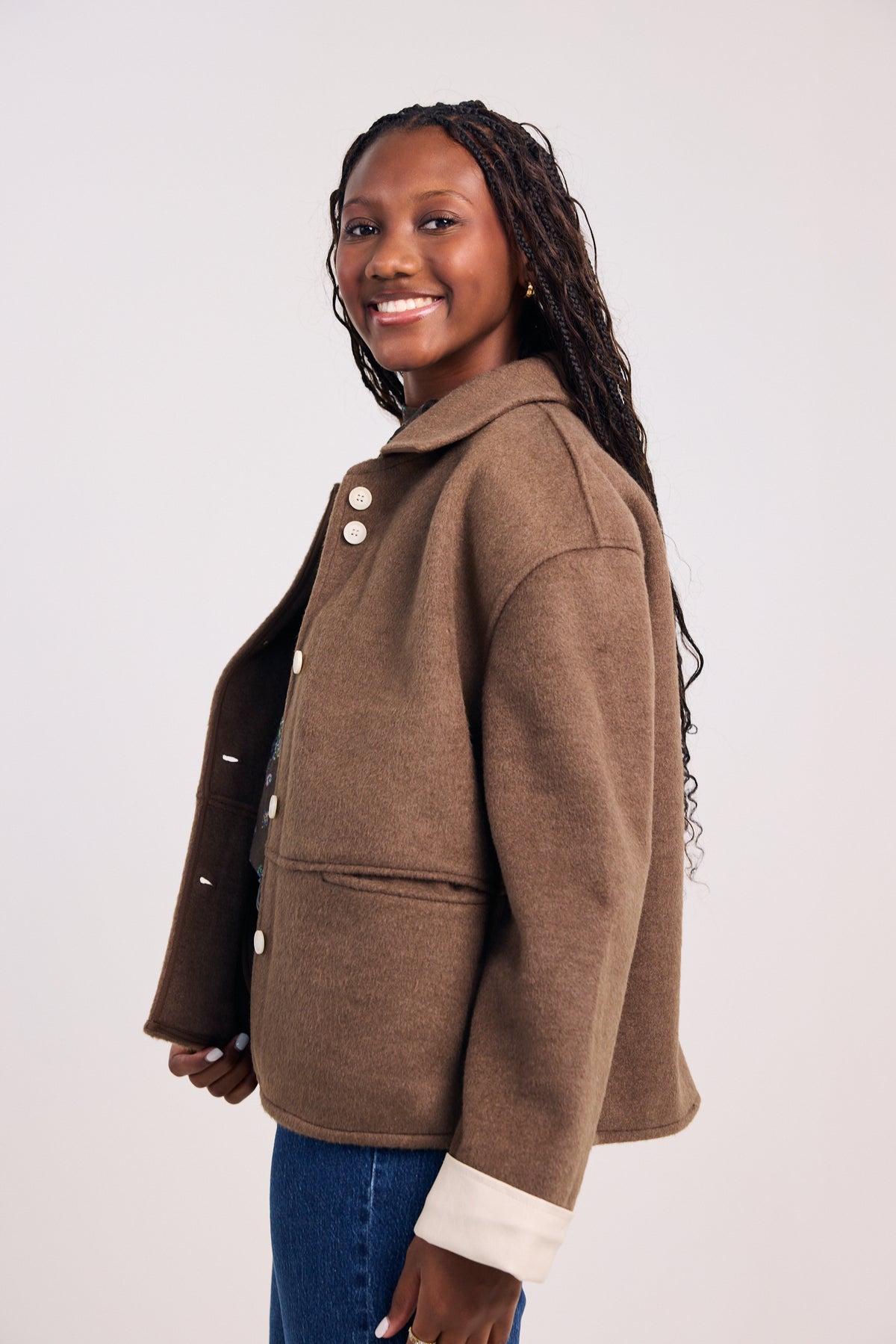 The Savannah Sleeve Cuff Contrast Coat
