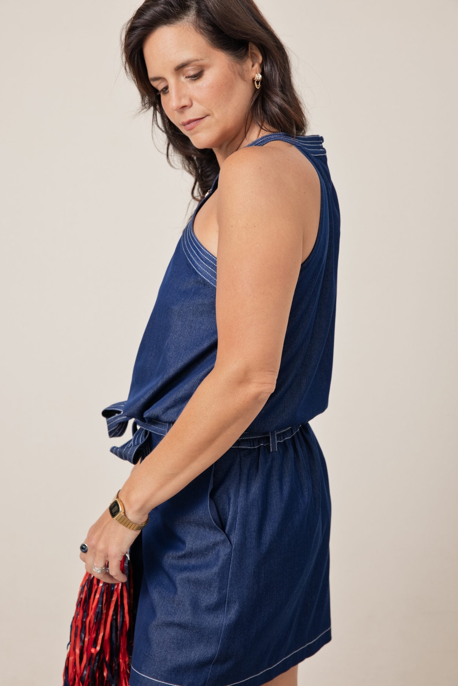 The Zenia Topstitched Halter Top