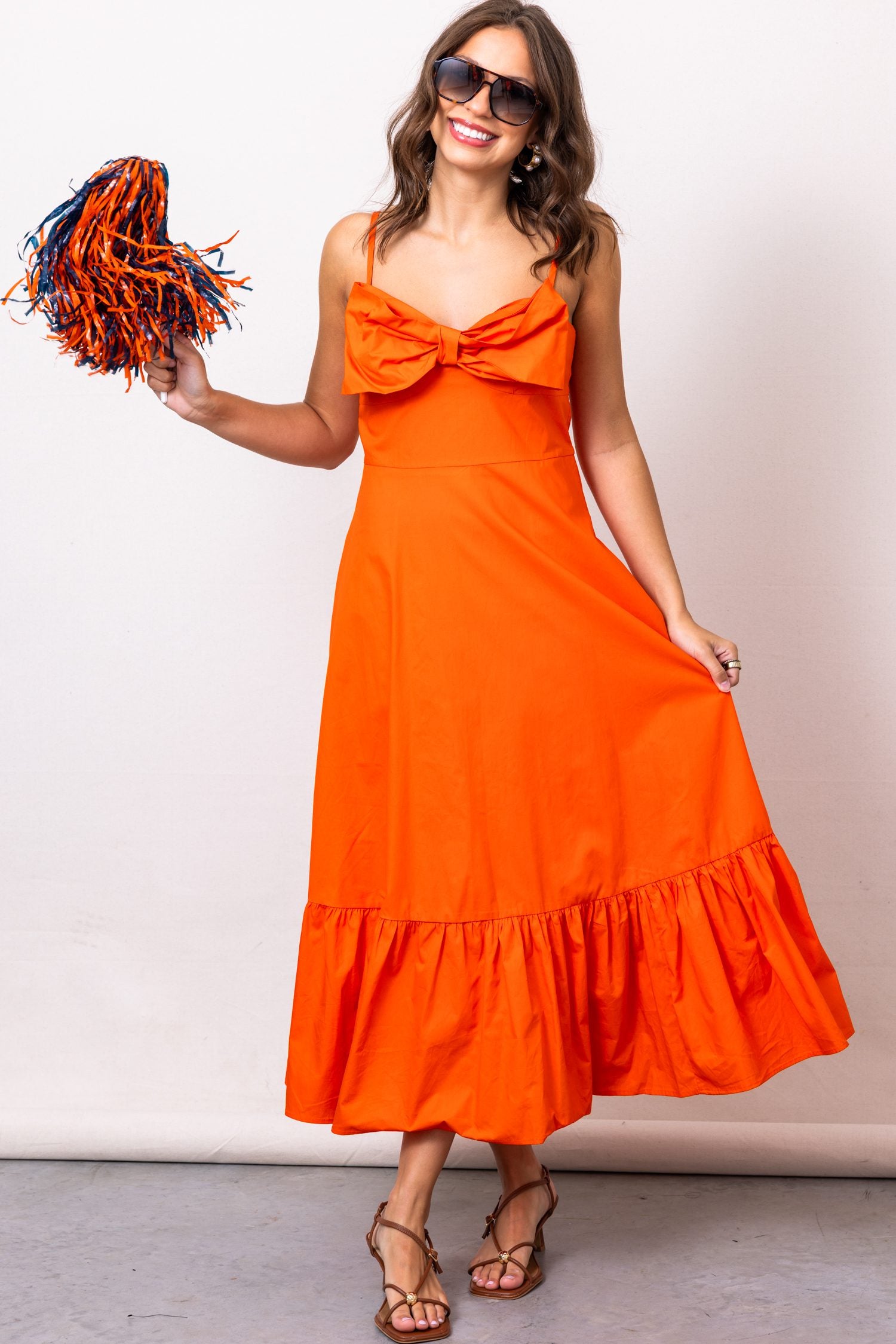 THML Thin Strap Large Bow Midi Dress