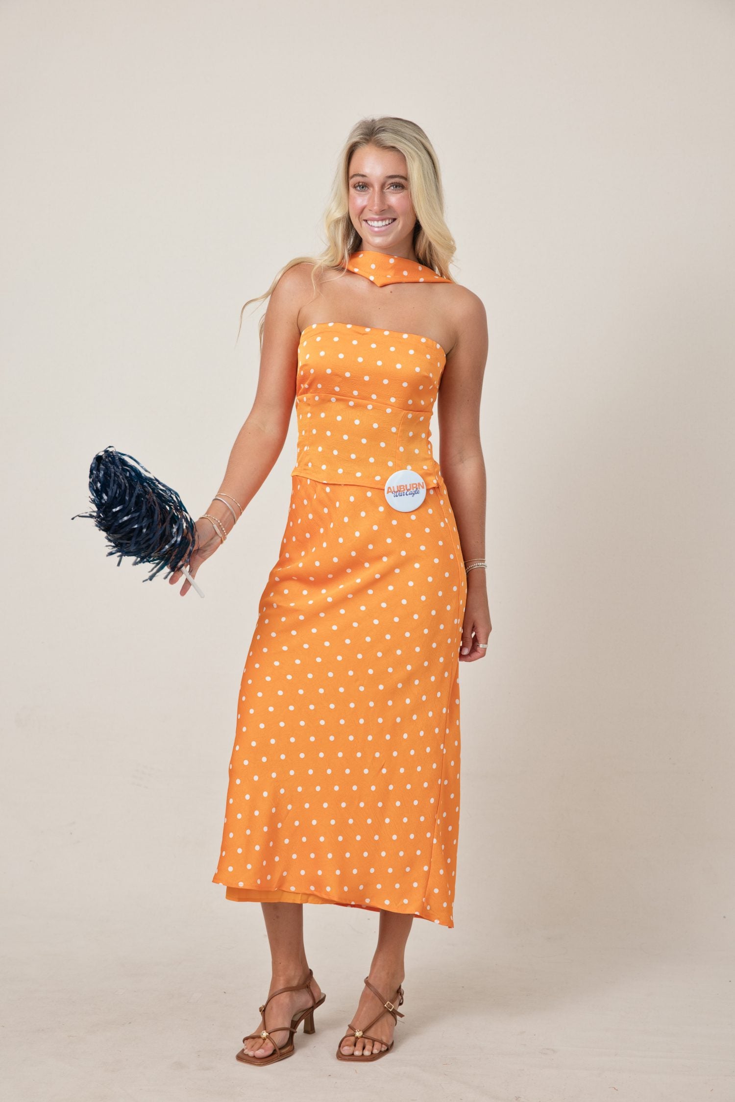 The Annie Polka Dot Mid Rise Maxi Skirt