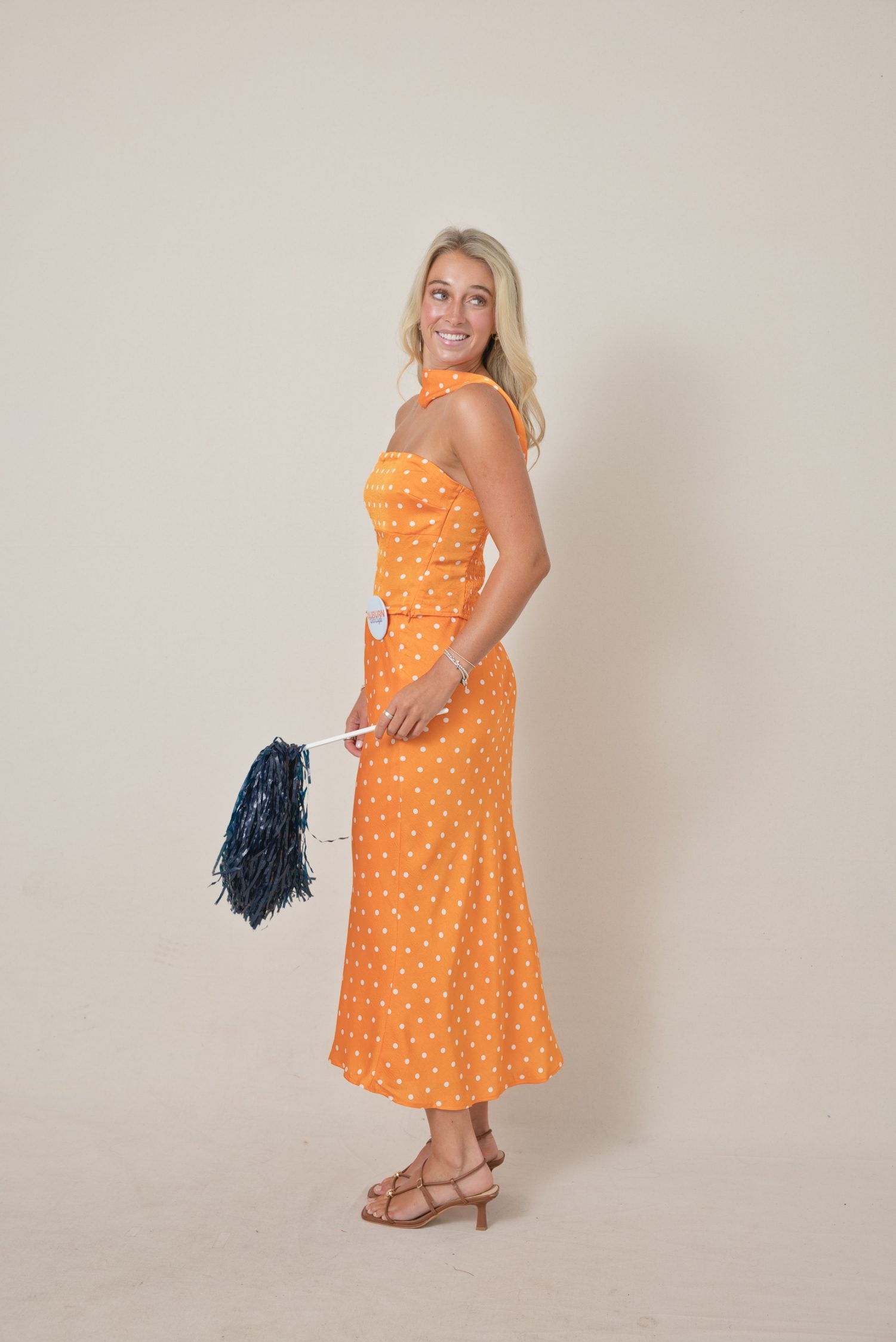 The Annie Polka Dot Mid Rise Maxi Skirt