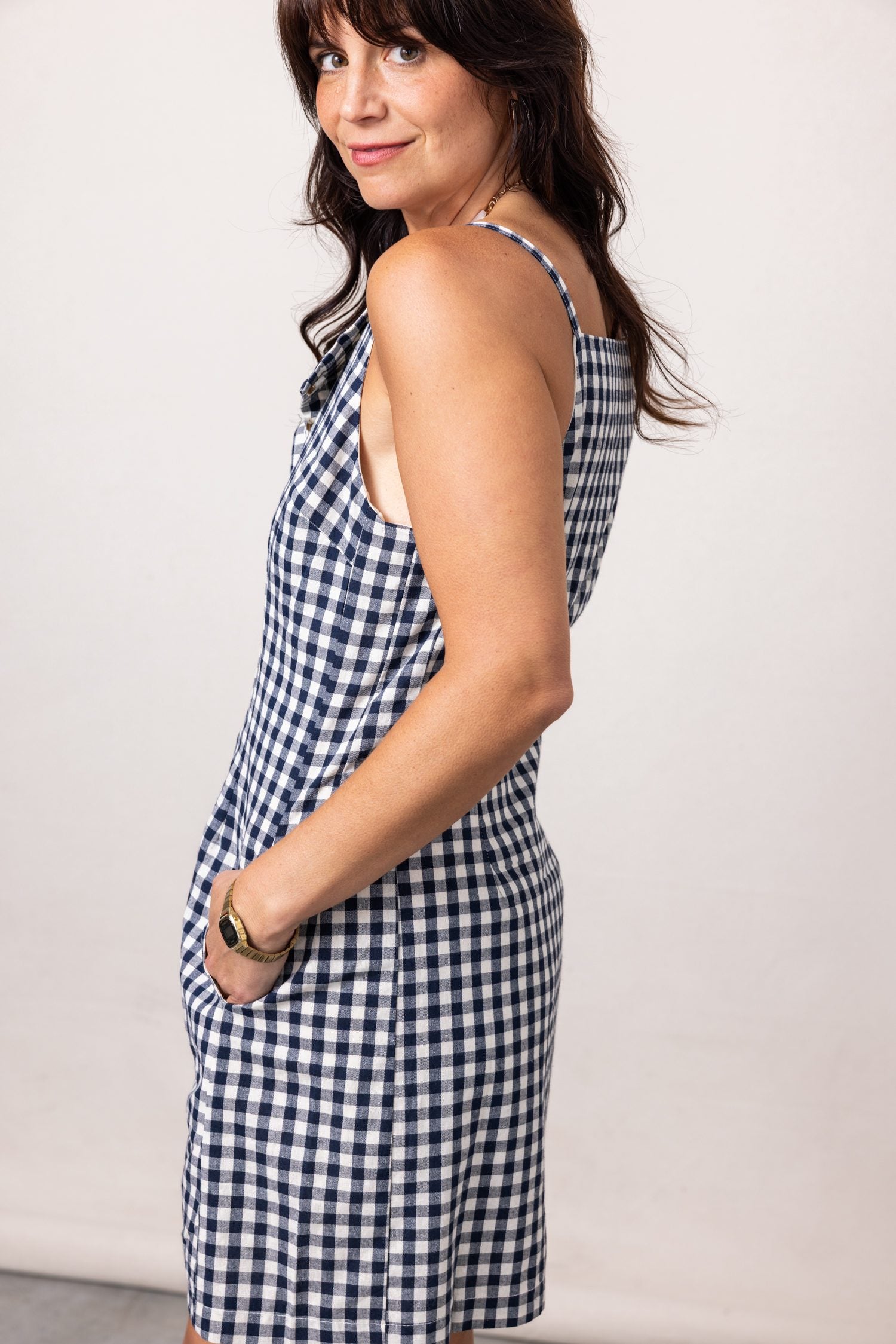The Mustang Gingham Buttoned Mini Dress