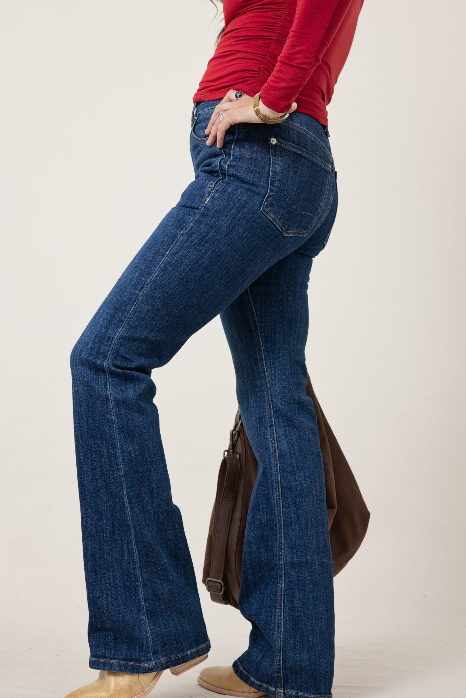 Free People Double Knot High-Rise Straight Bootcut Jeans