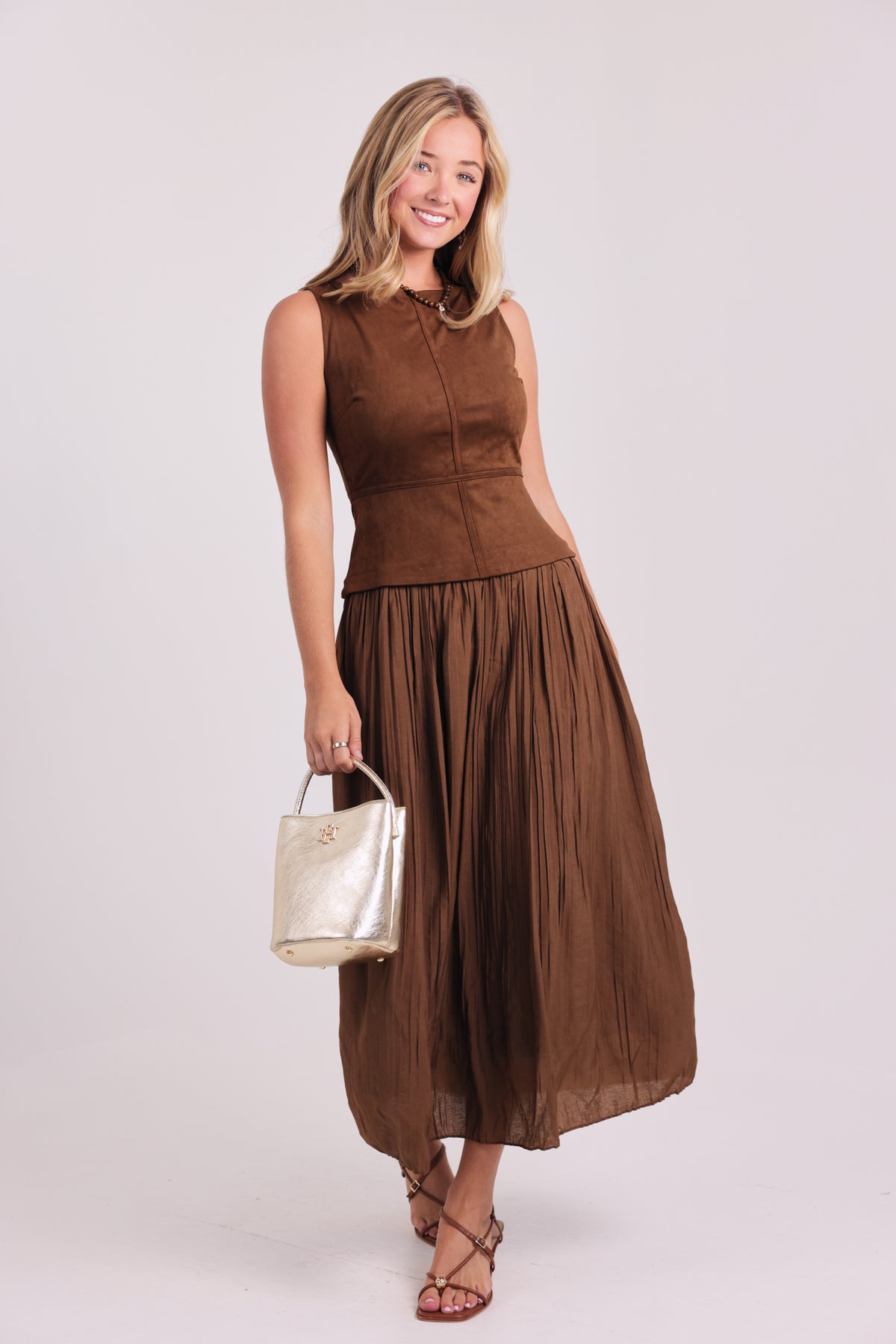 The Fall Favorite Boat Neck Mixed Media Dress