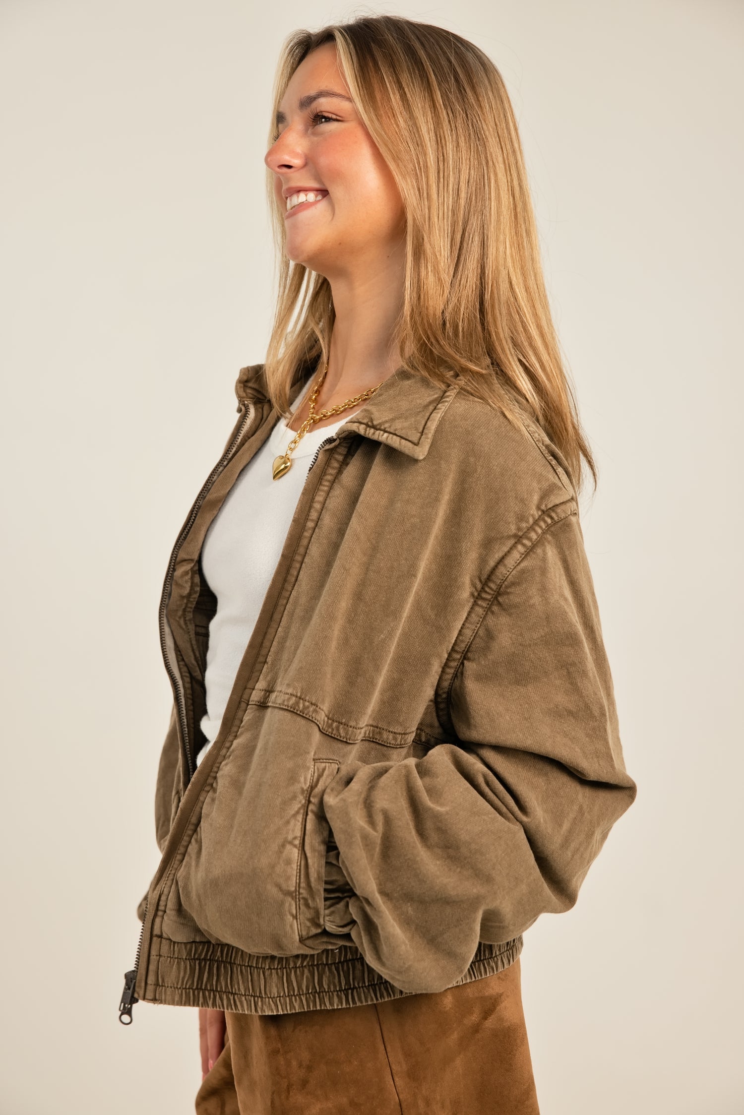 Free People Birdie Washed Jacket Olive Green