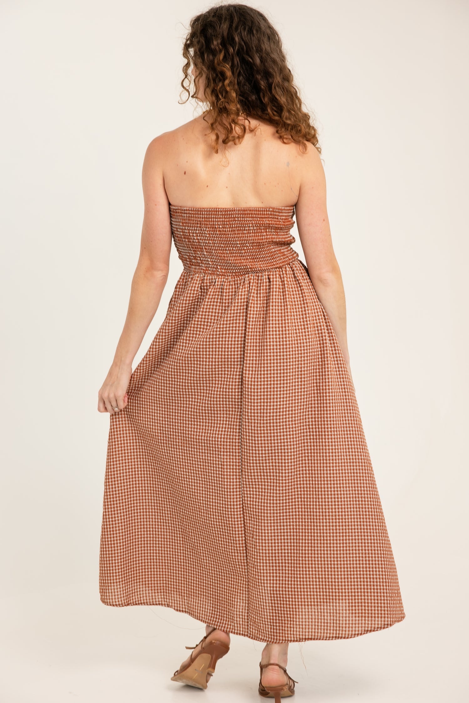 The Paisley Printed Maxi Dress Terracota Check