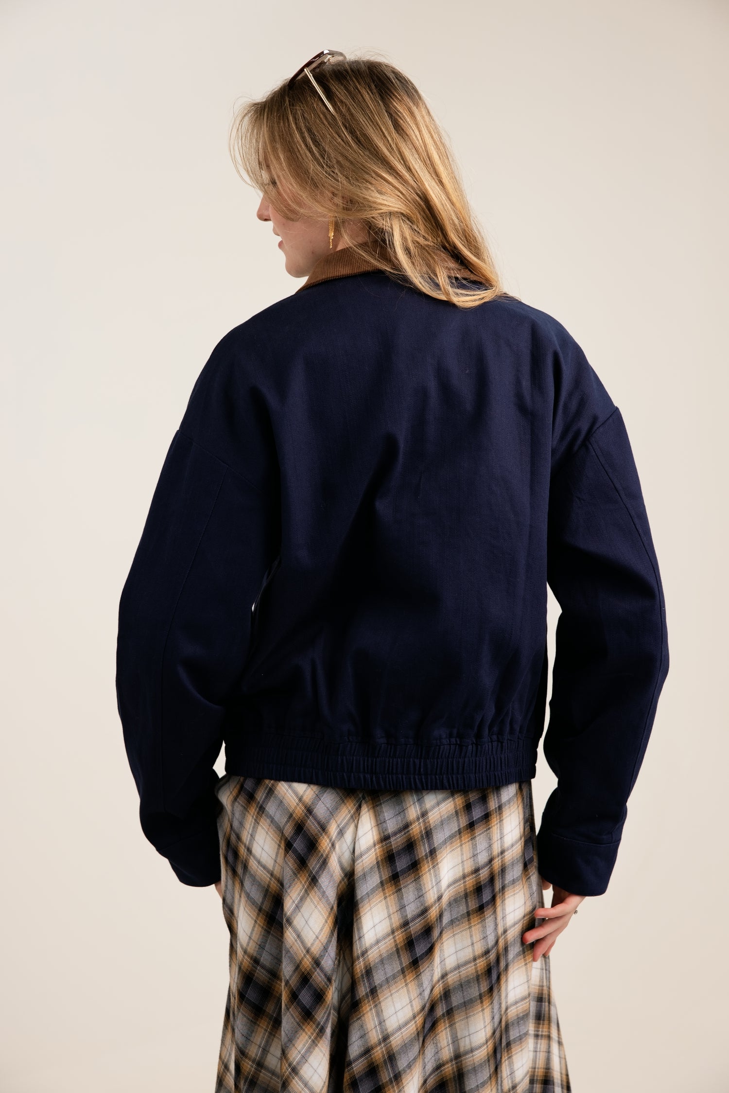 The Stevie Contrast Collar Twill Jacket Navy