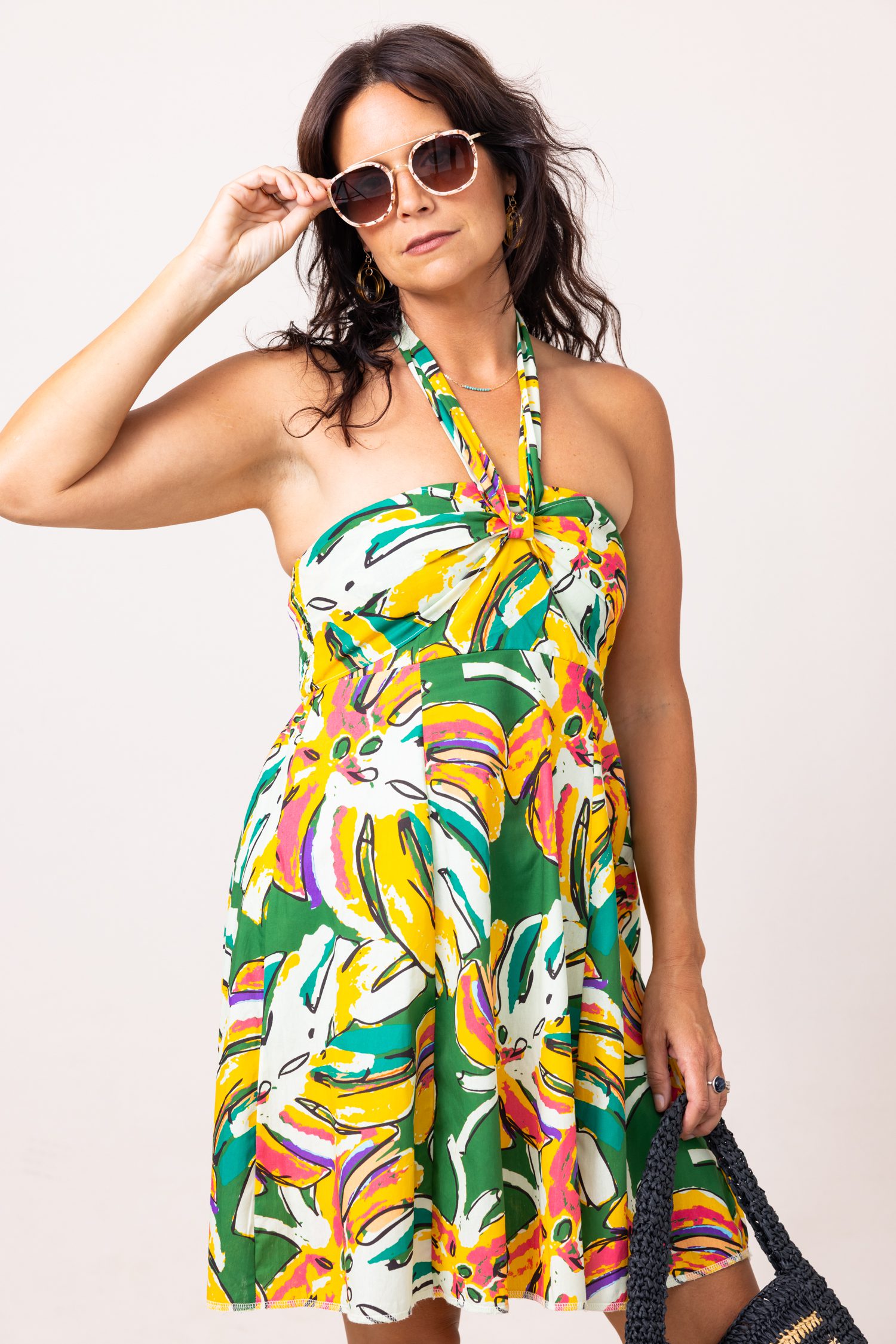 The Calypso Mostera Halter Mini Dress