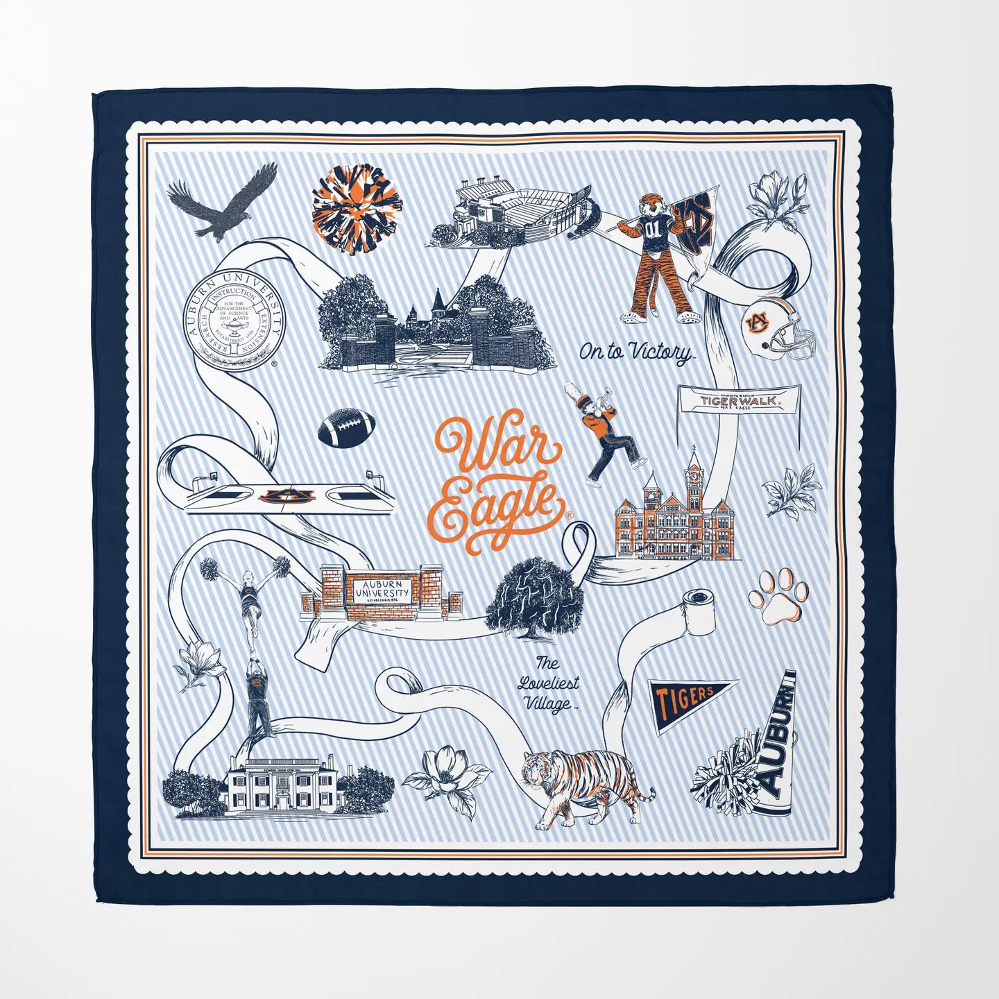 Auburn University Striped Silk Scarf