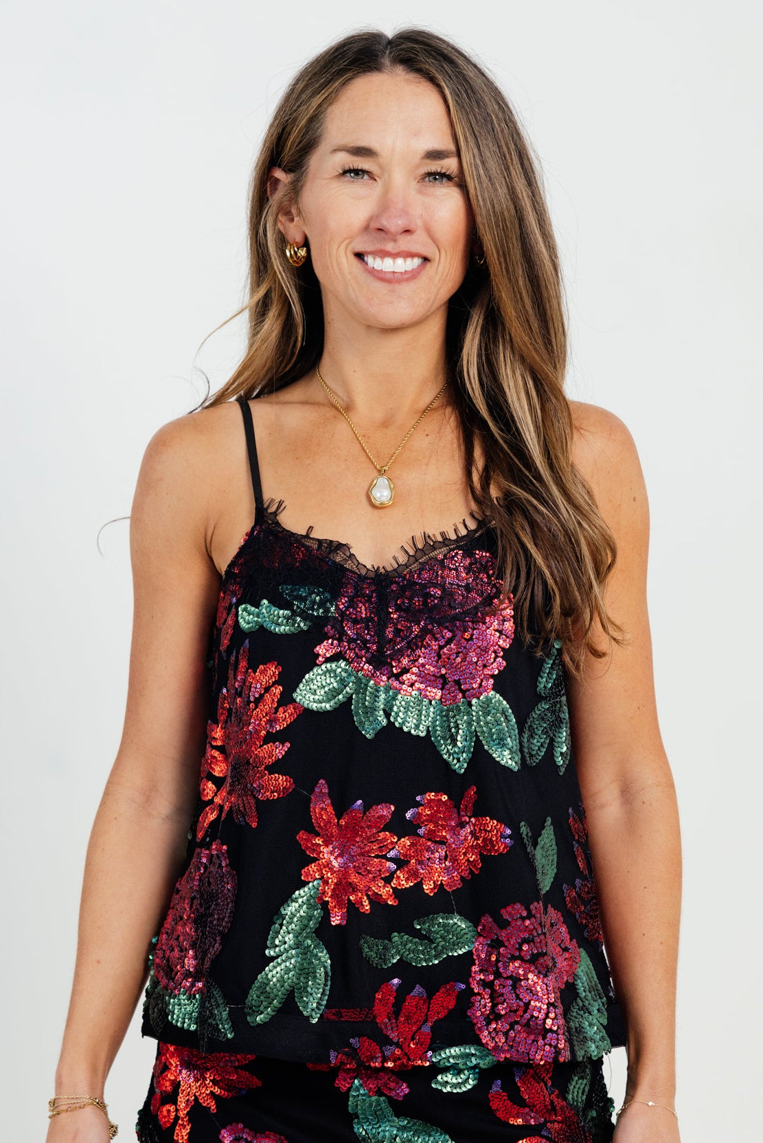 The Scarlette Contrast Lace Sequin Cami