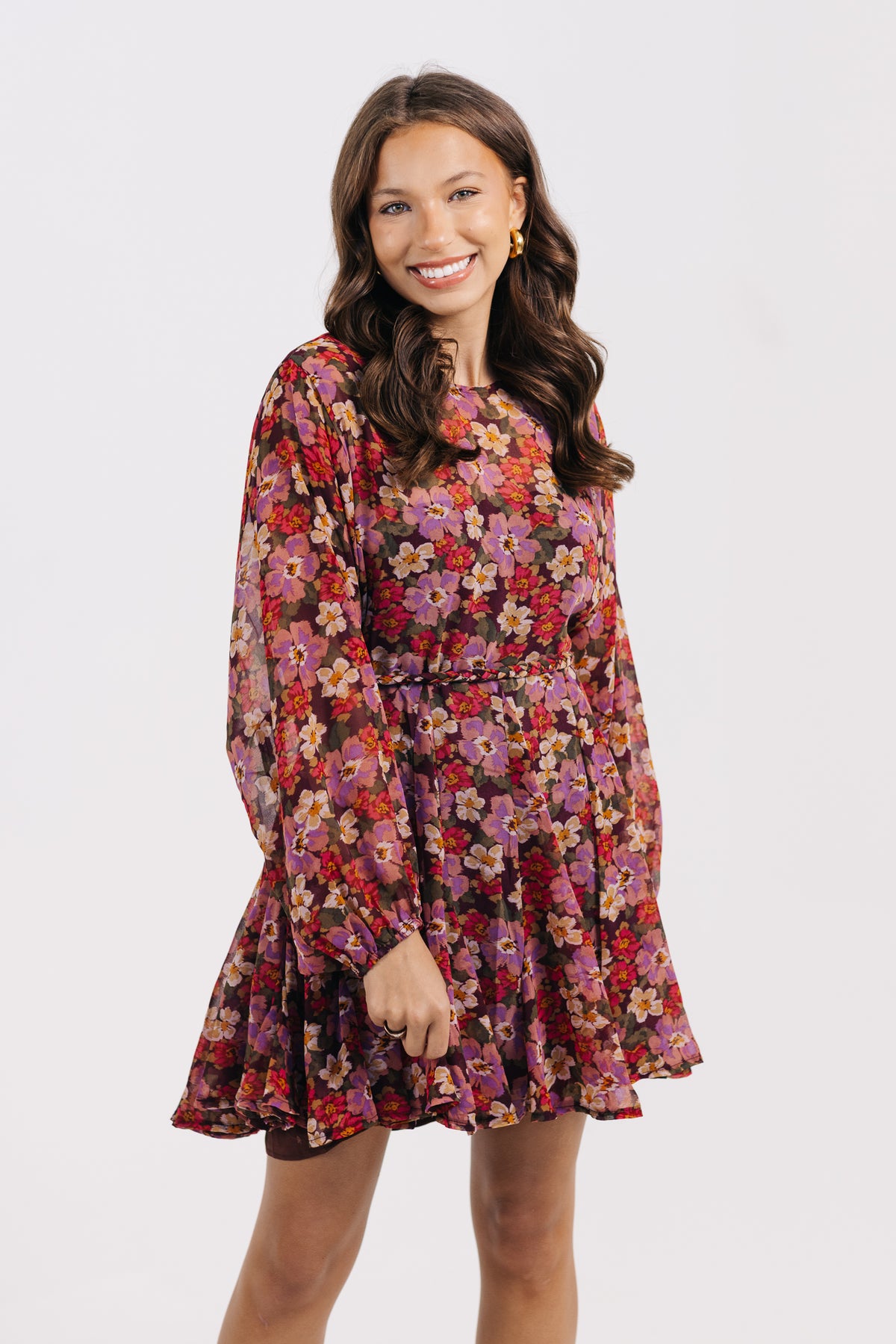 The Emily Belted Floral Mini Dress