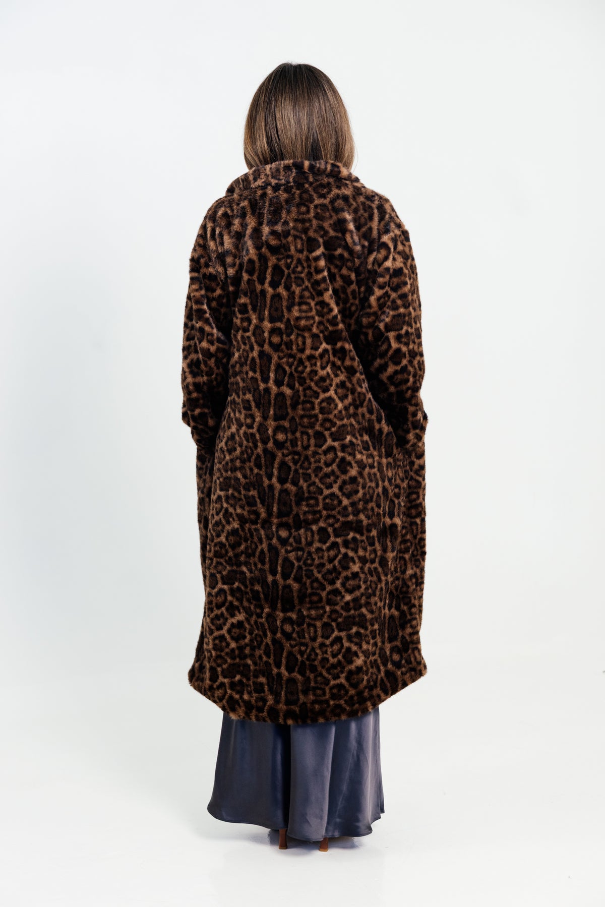 The Old Money Leopard Print Faux Fur Long Coat Jacket