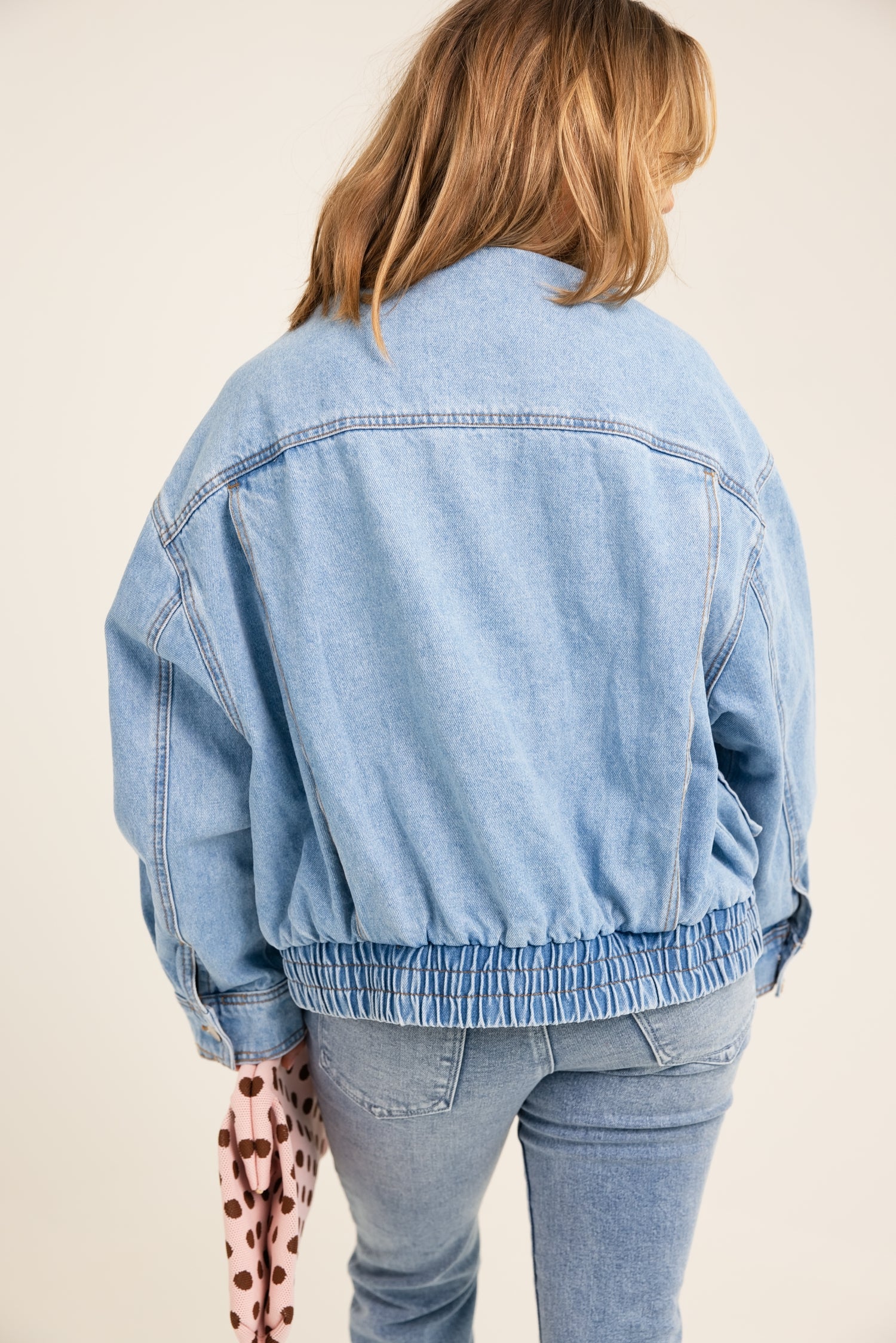 The Street Style Denim Bomber Style Jacket Denim
