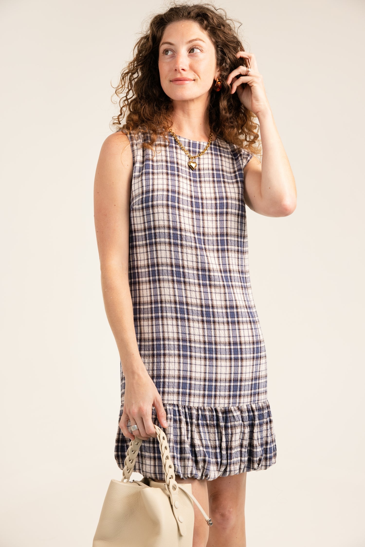 The Cotswolds Bubble Dress Blue Oak Multi