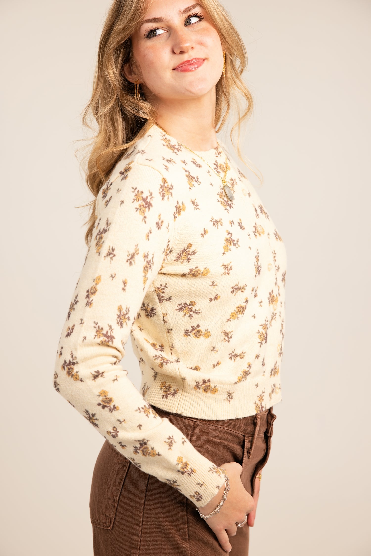 The Mary Cardigan Yellow Floral