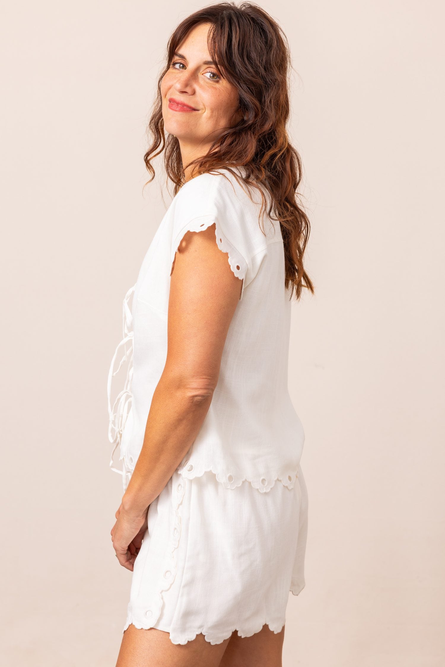 The Cloud Nine Short Sleeve Open Front Tie Top