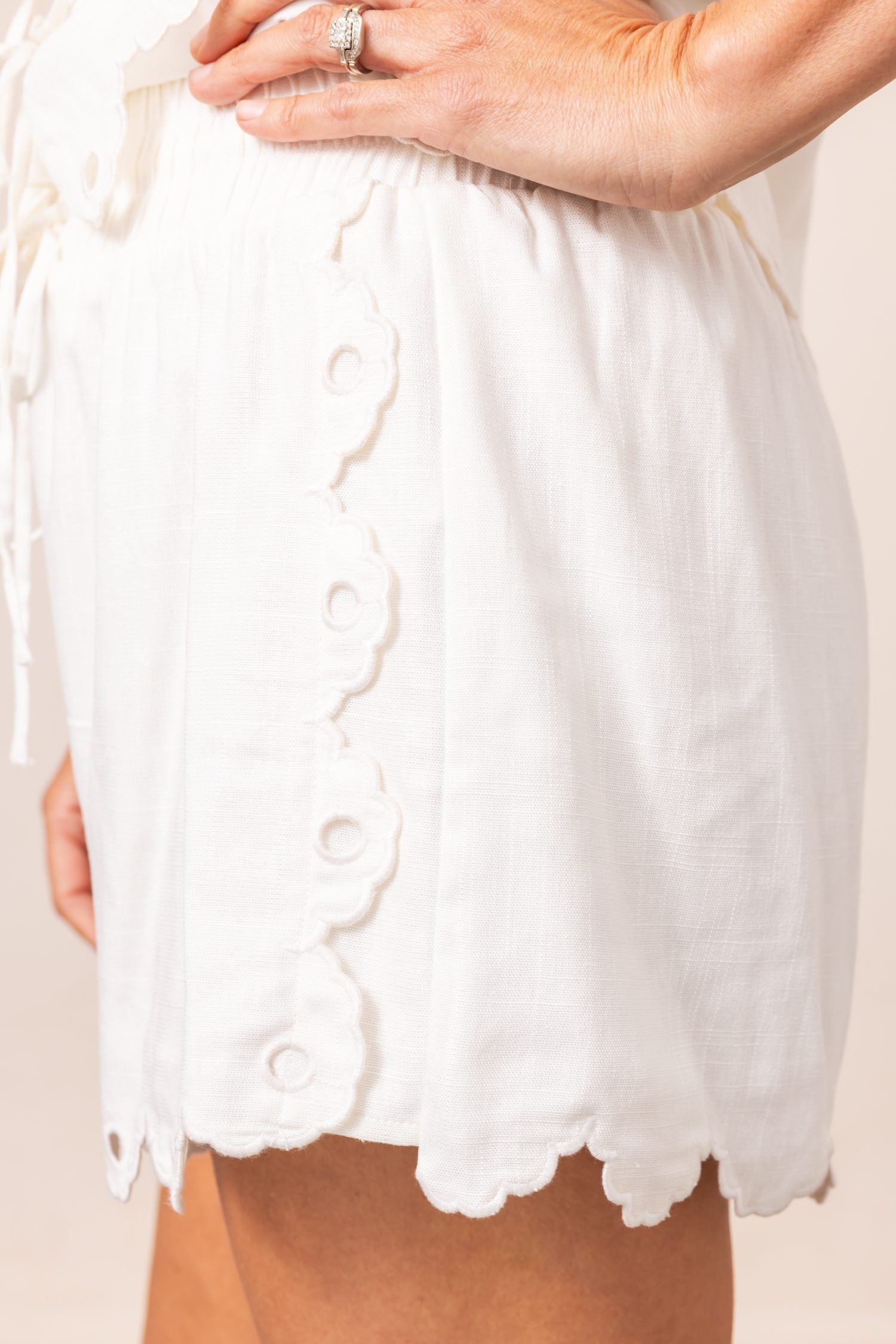 The Cloud Nine Elastic Waist Scallop Detail Short