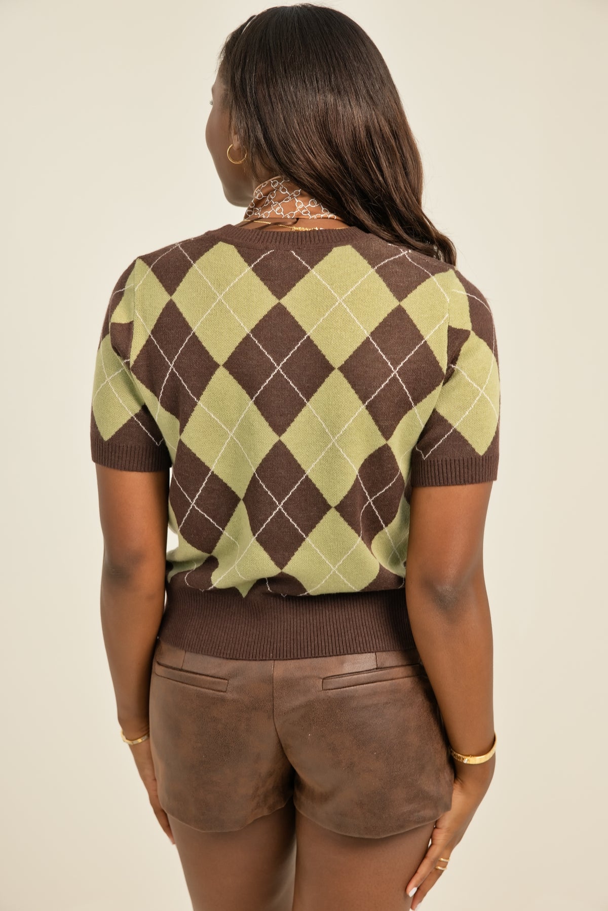 Lucy Paris Quinn Argyle Knit Top