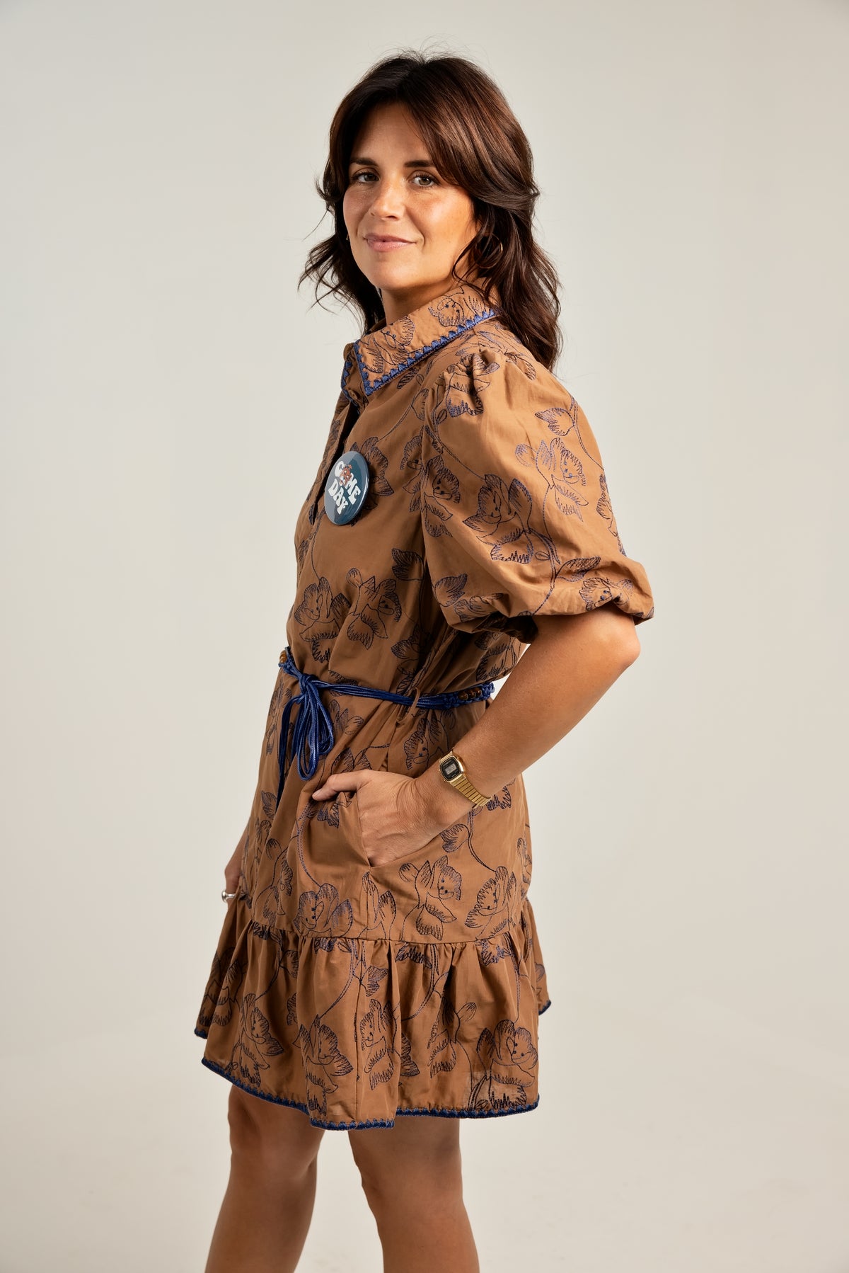 The Fall's Calling Floral Belted Mini Dress