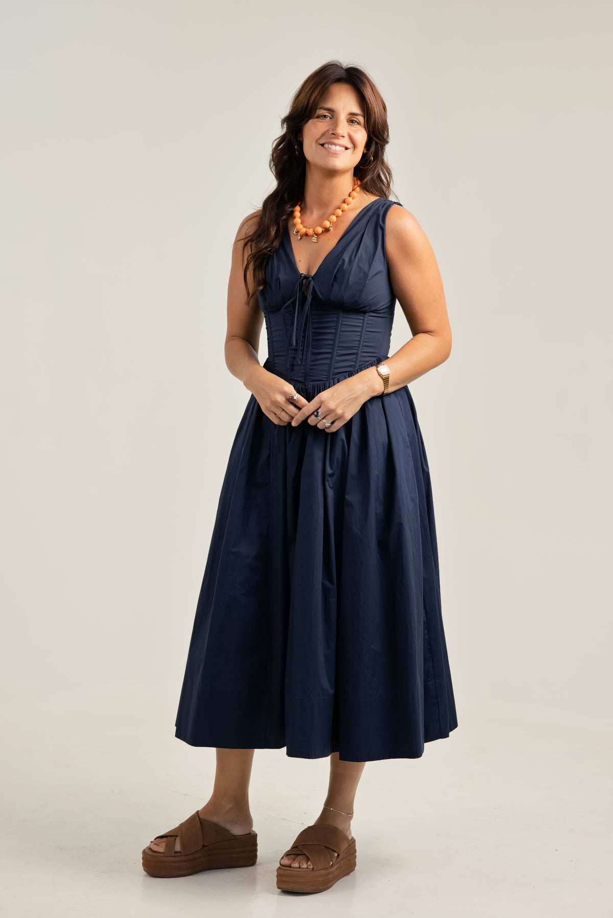 The Shae Poplin Maxi Dress Navy