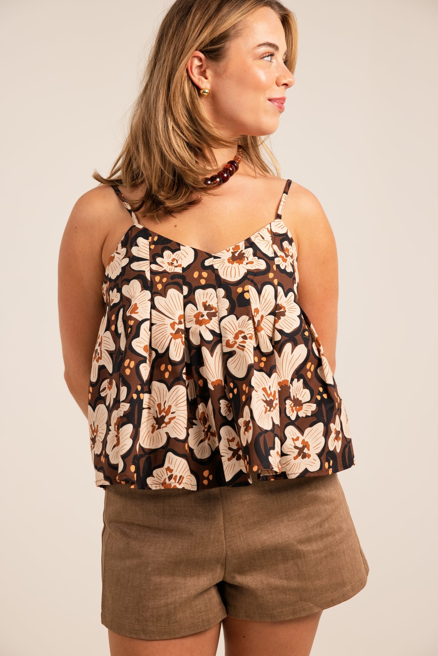 THML Floral Print Strap Tank Top