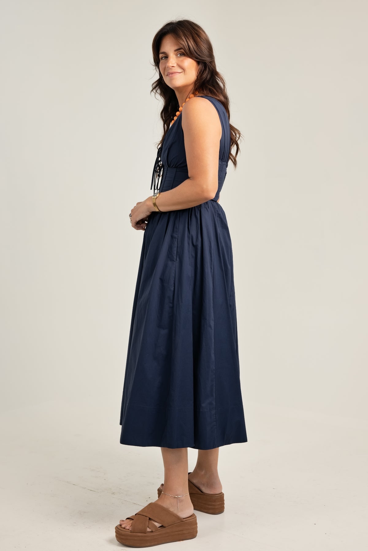 The Shae Poplin Maxi Dress Navy