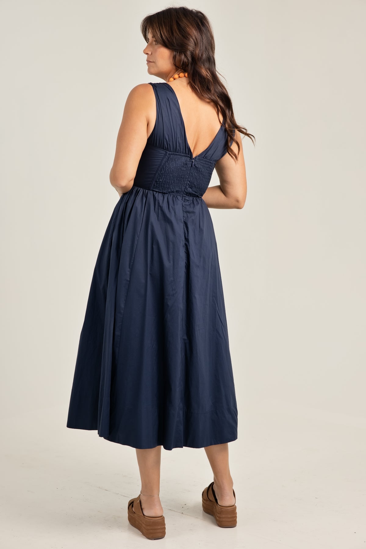 The Shae Poplin Maxi Dress Navy