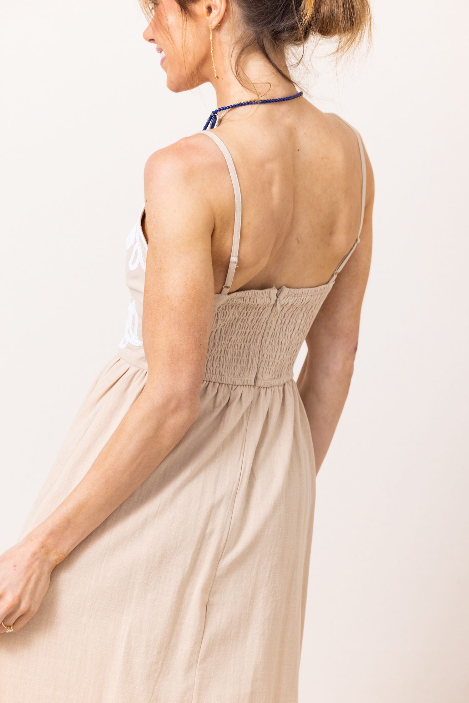 The Emory Embroidered Artwork Midi Dress