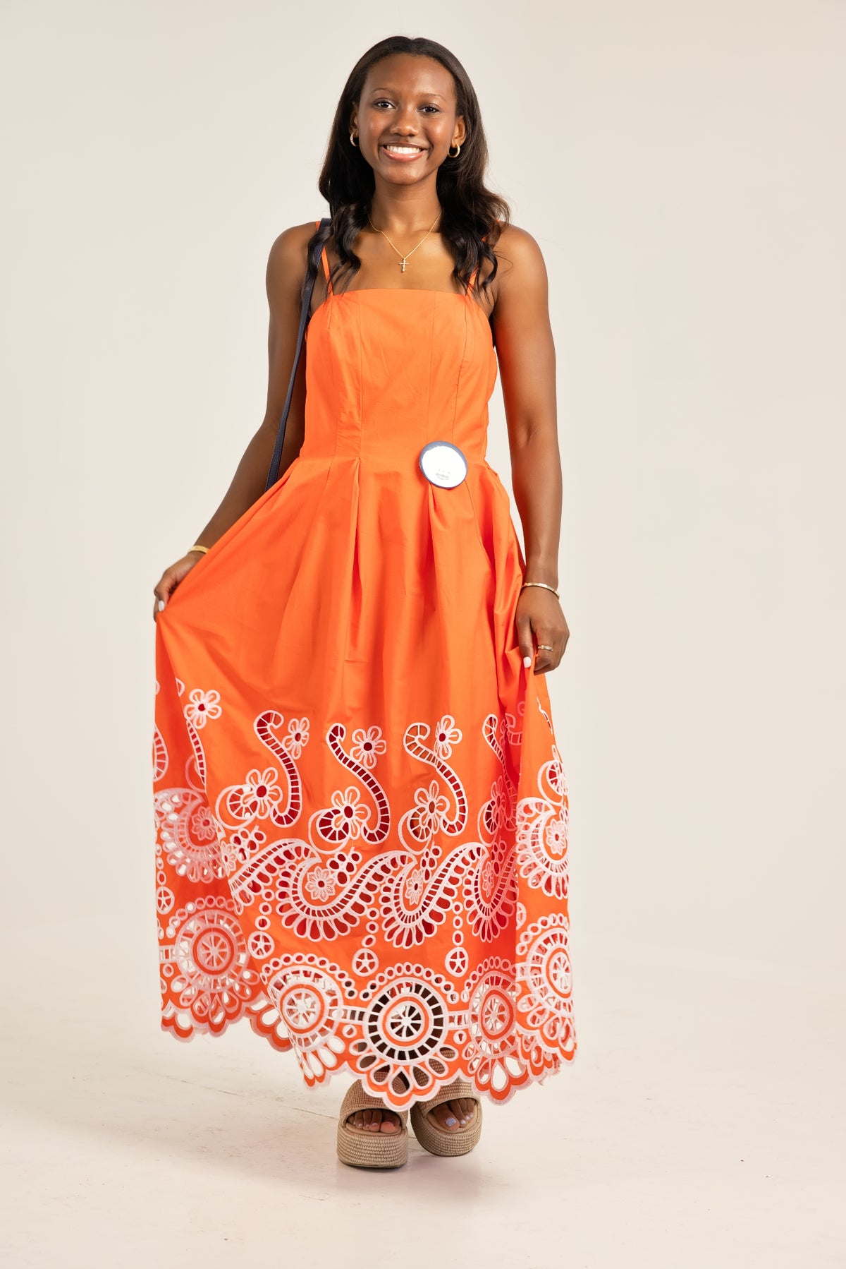 The Sutton Scalloped Eyelet Embroidered Midi Dress