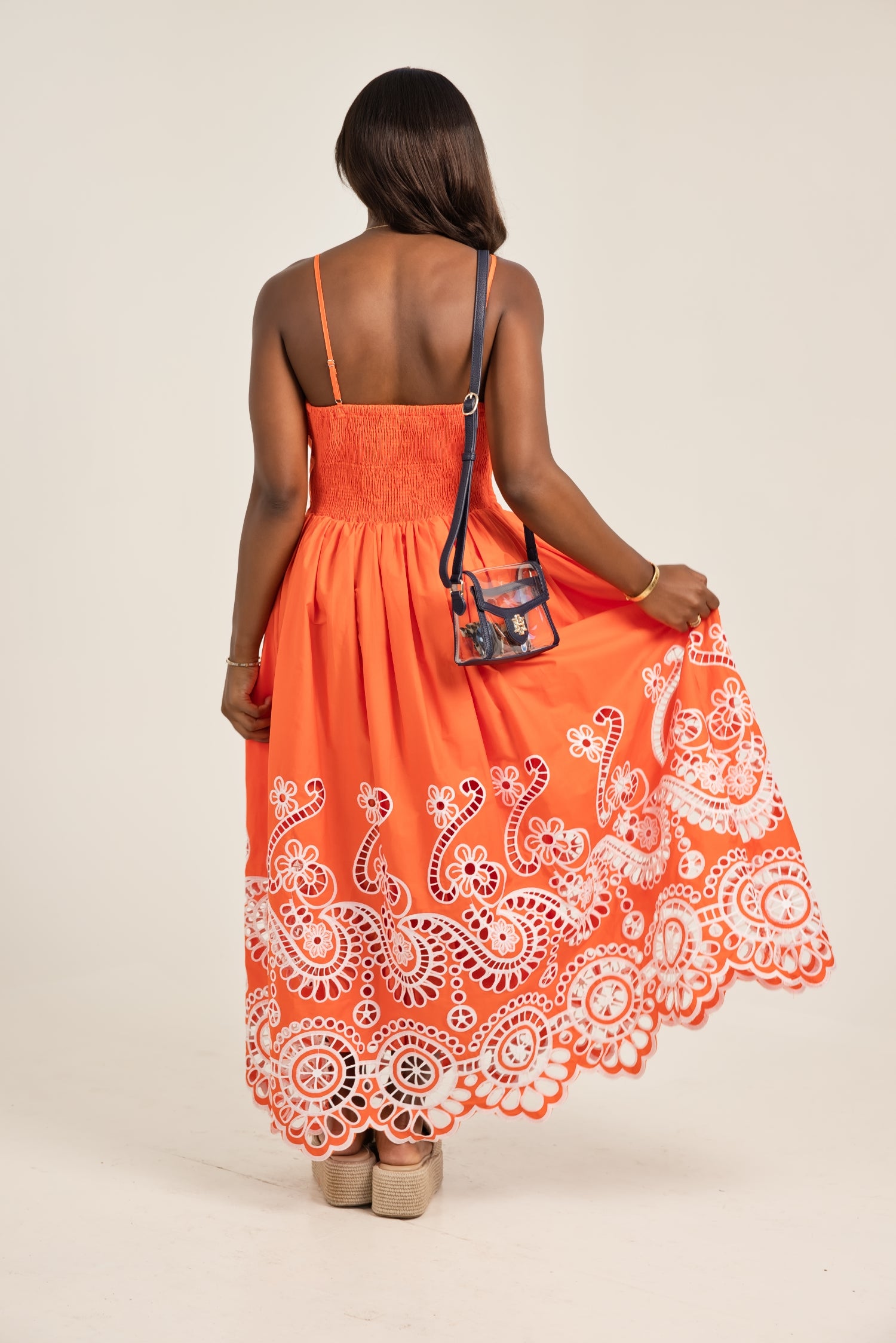 The Sutton Scalloped Eyelet Embroidered Midi Dress