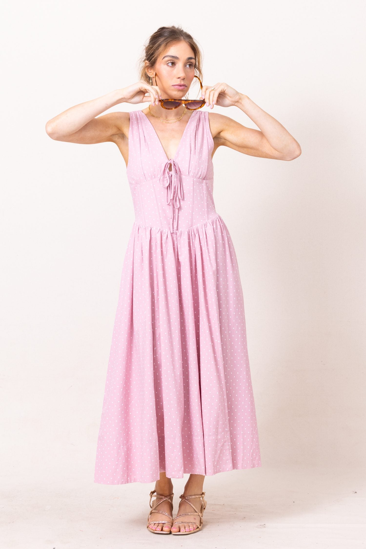The Shae Poplin Polka Dot Maxi Dress