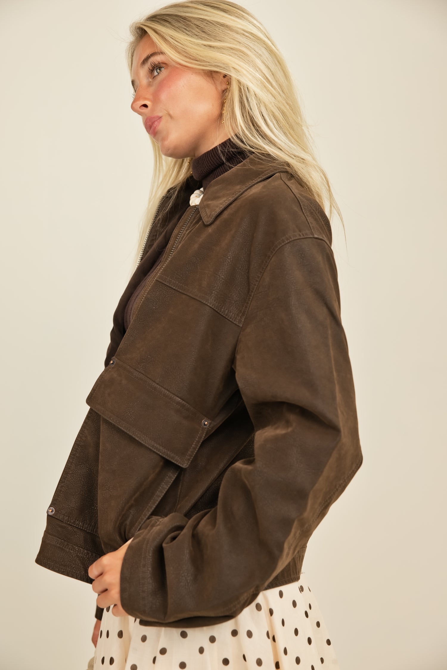 Free People Blair Vegan Suede Jacket Chocolate Torte