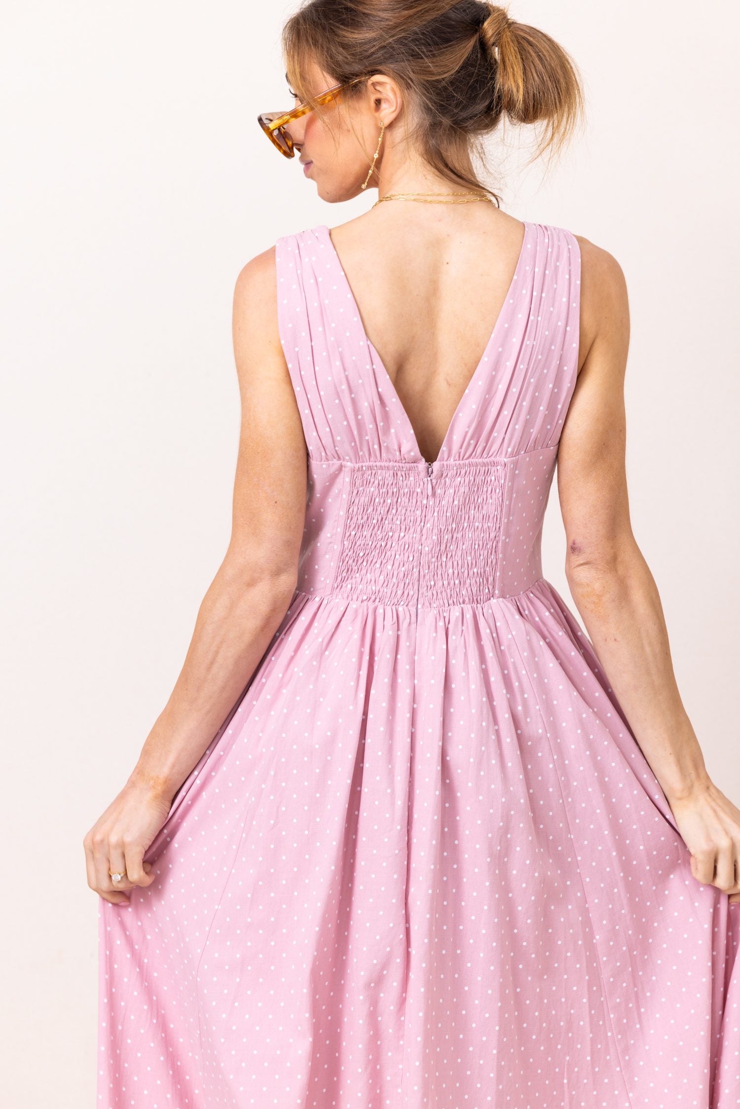 The Shae Poplin Polka Dot Maxi Dress