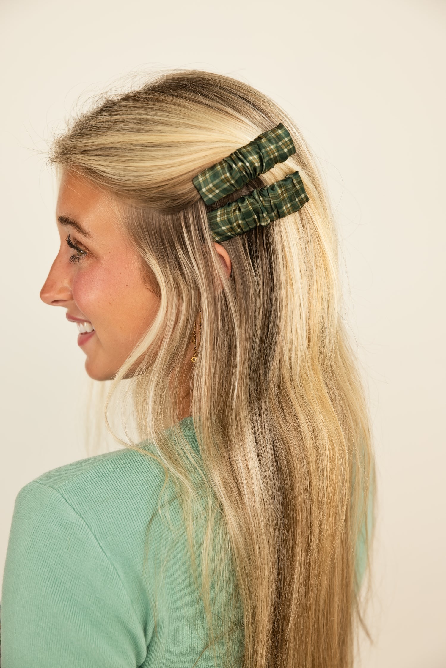 OLAH Silk Hair Barrette Grevelyn Plaid