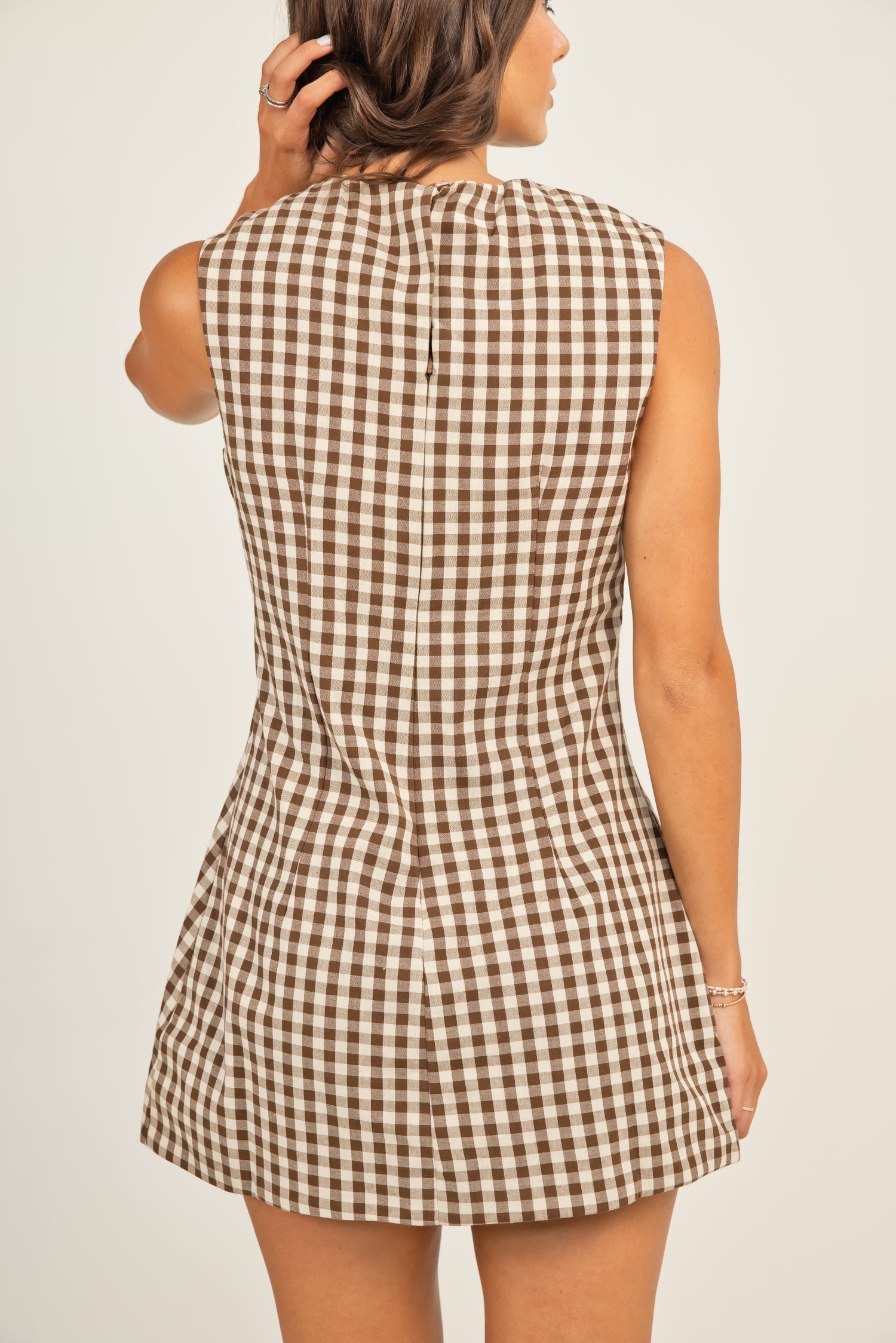The Clementine Gingham Dress Brown