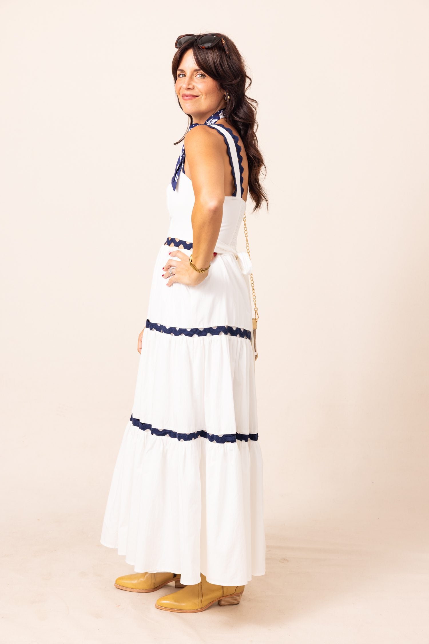 The Charlotte Contrast Tiered Midi Dress